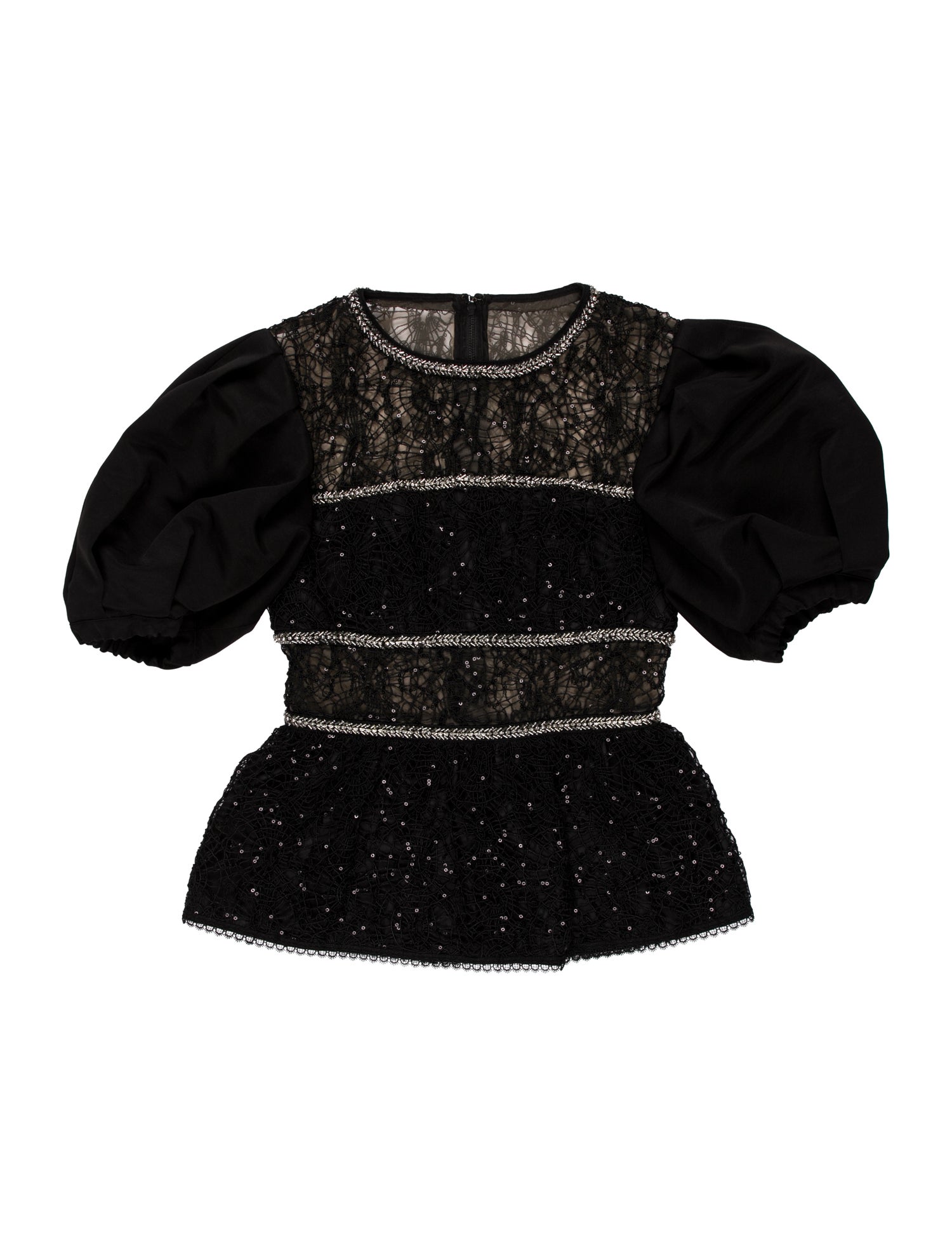 Self-Portrait Strapless Short Sleeve Crop Top