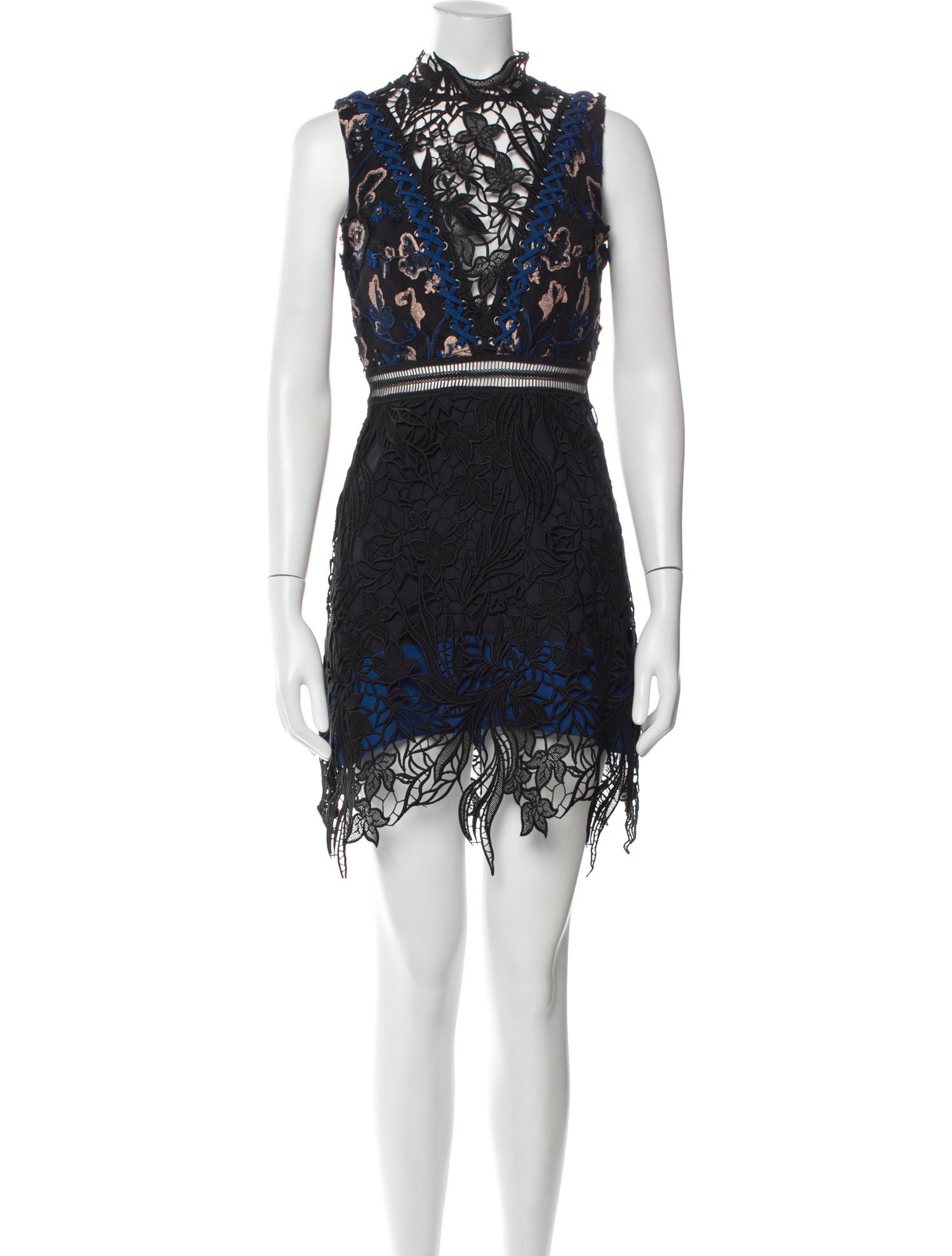 Self-Portrait Lace Pattern Mini Dress