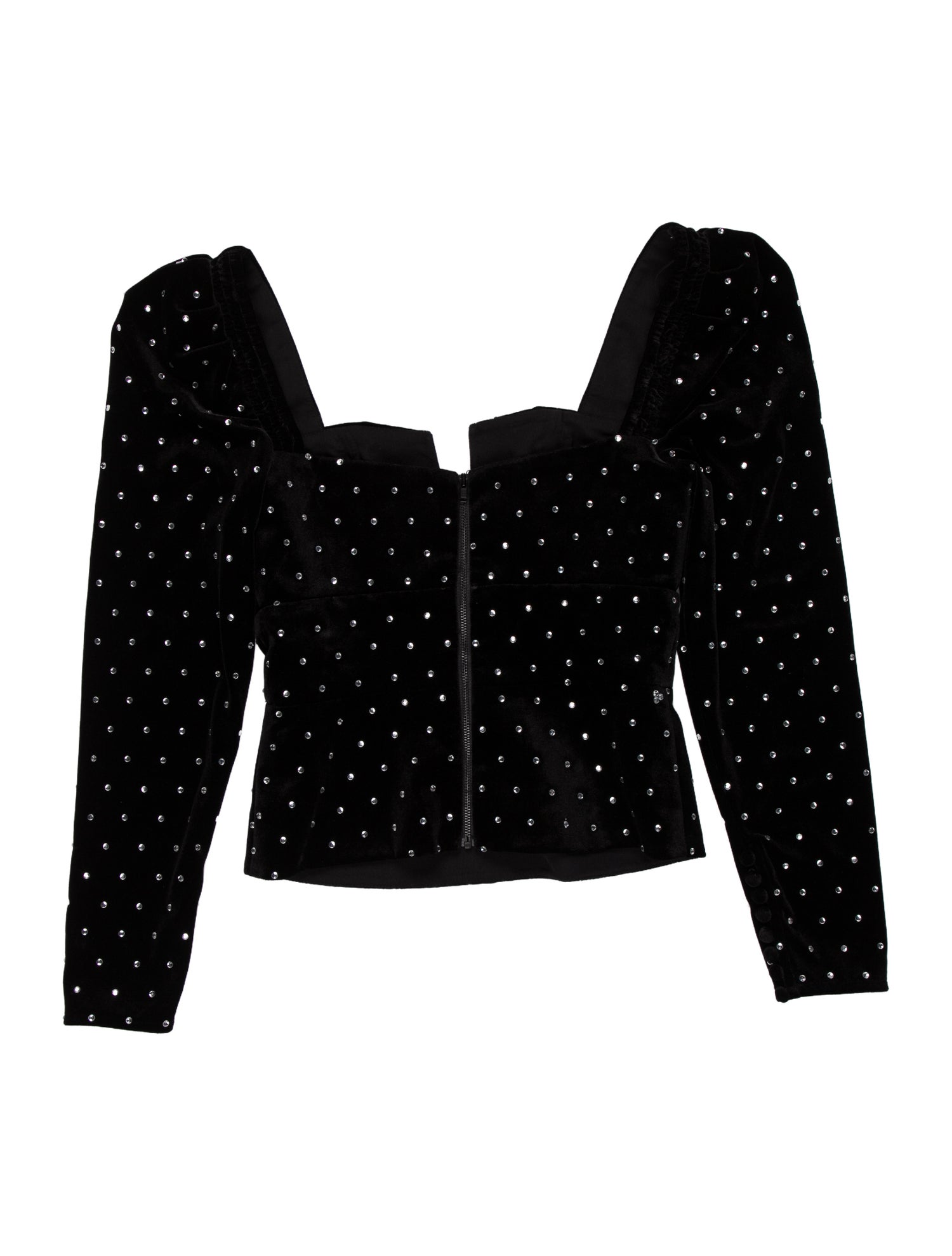 Self-Portrait Polka Dot Print Square Neckline Crop Top