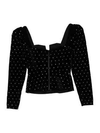 Self-Portrait Polka Dot Print Square Neckline Crop Top