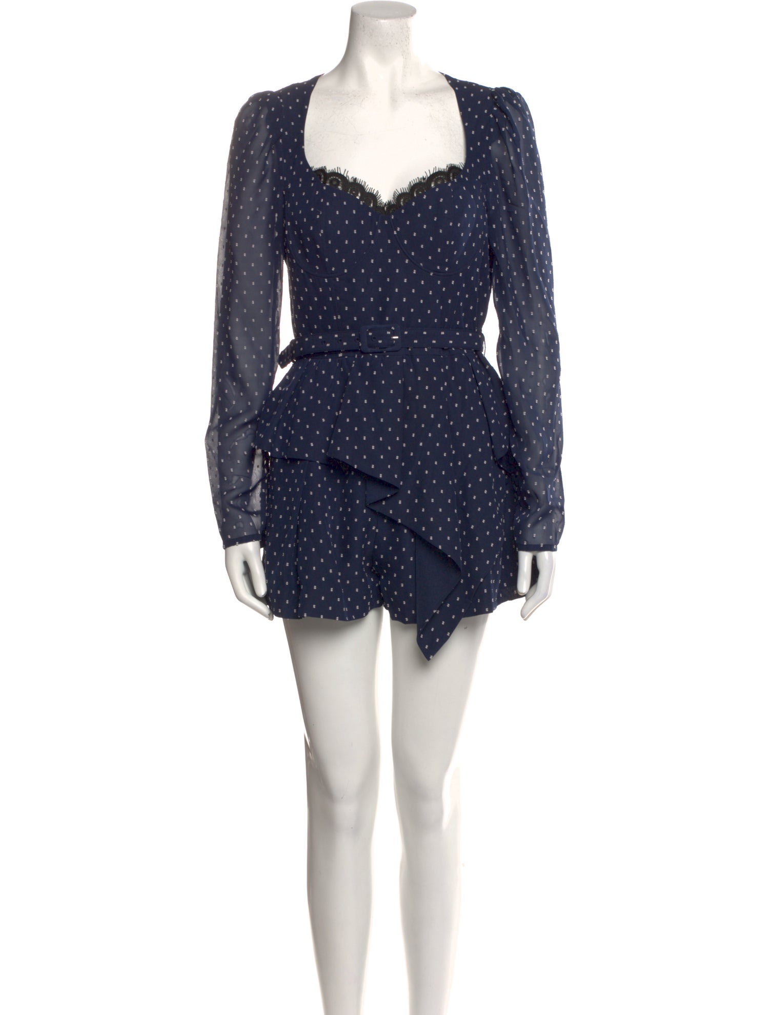 Self-Portrait Printed Square Neckline Romper