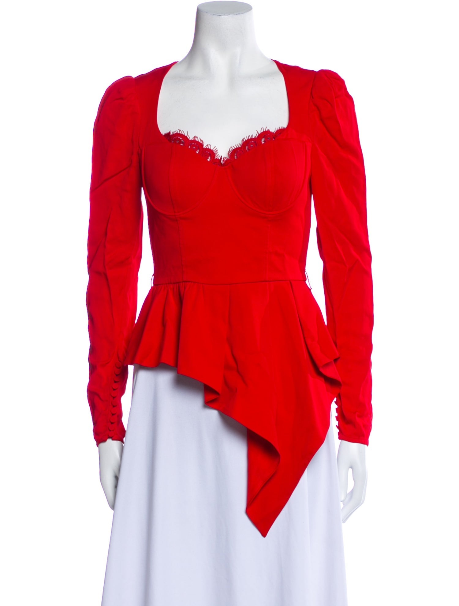 Self-Portrait Square Neckline Long Sleeve Blouse