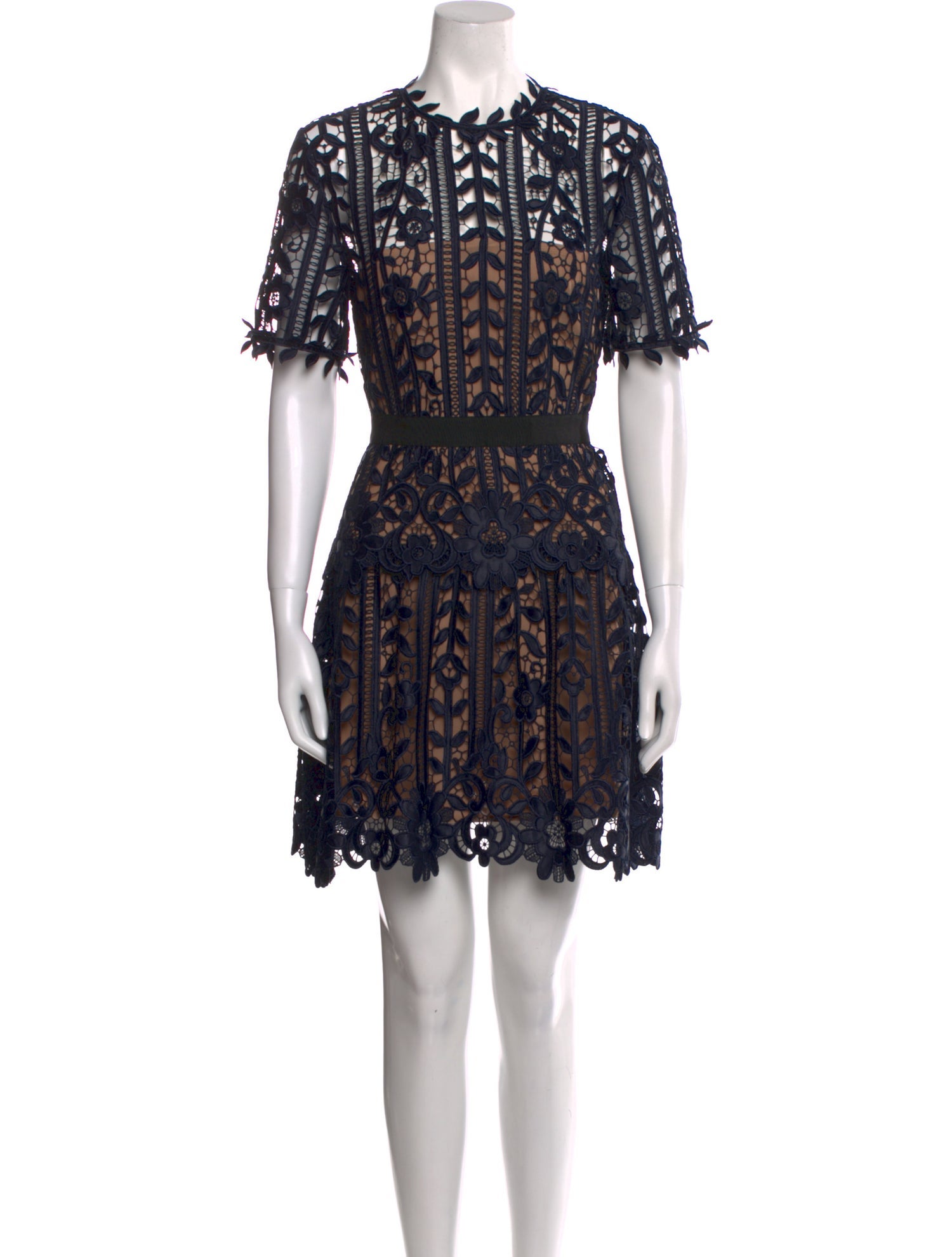 Self-Portrait Lace Pattern Mini Dress