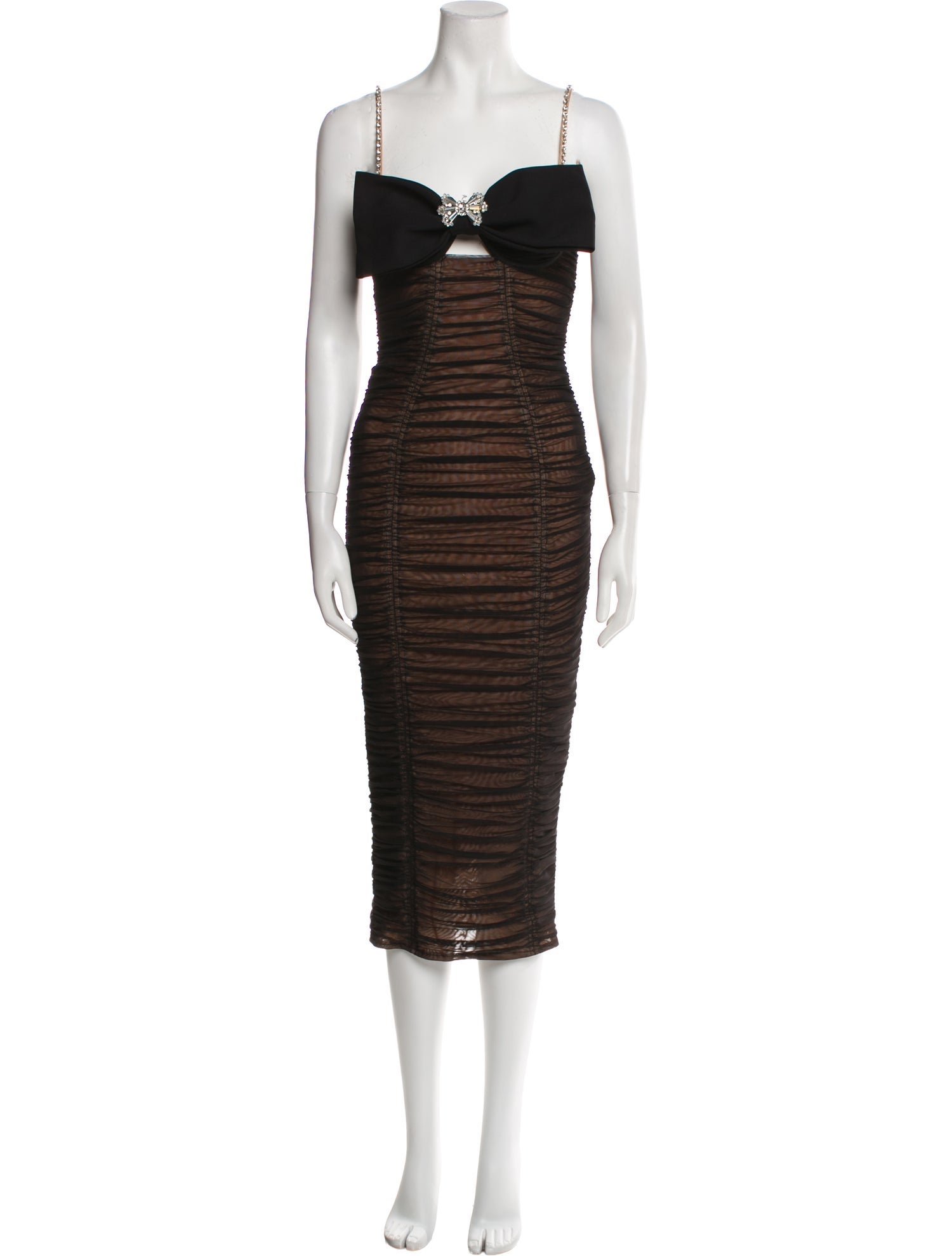 Self-Portrait Square Neckline Midi Length Dress