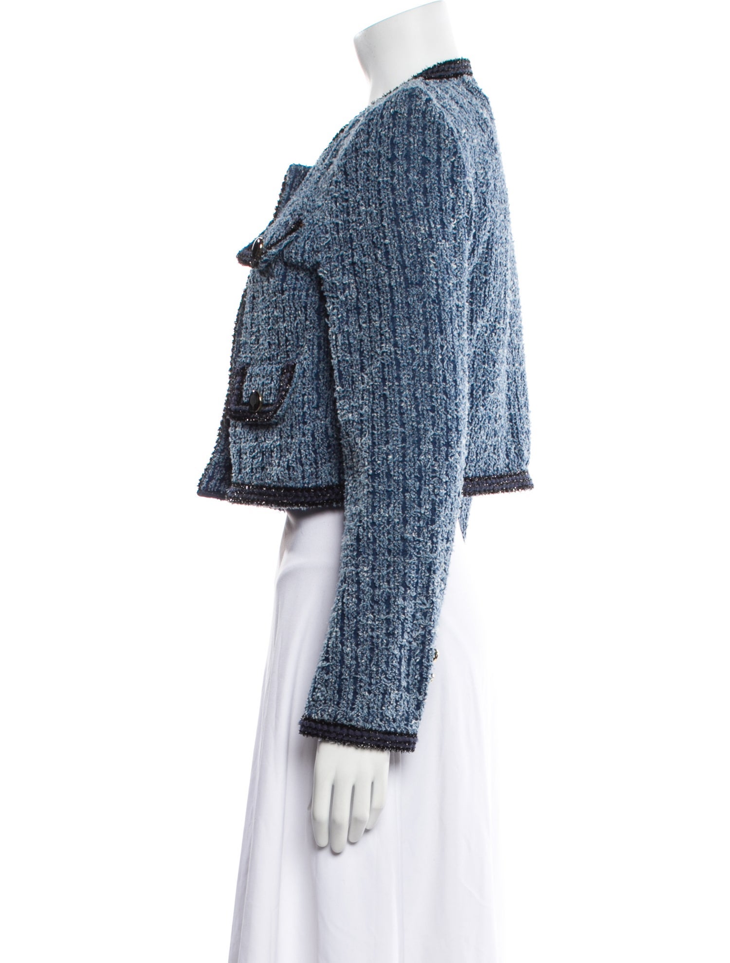 Self-Portrait Tweed Pattern Denim Jacket w/ Tags