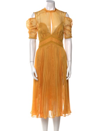 Self-Portrait Mock Neck Midi Length Dress