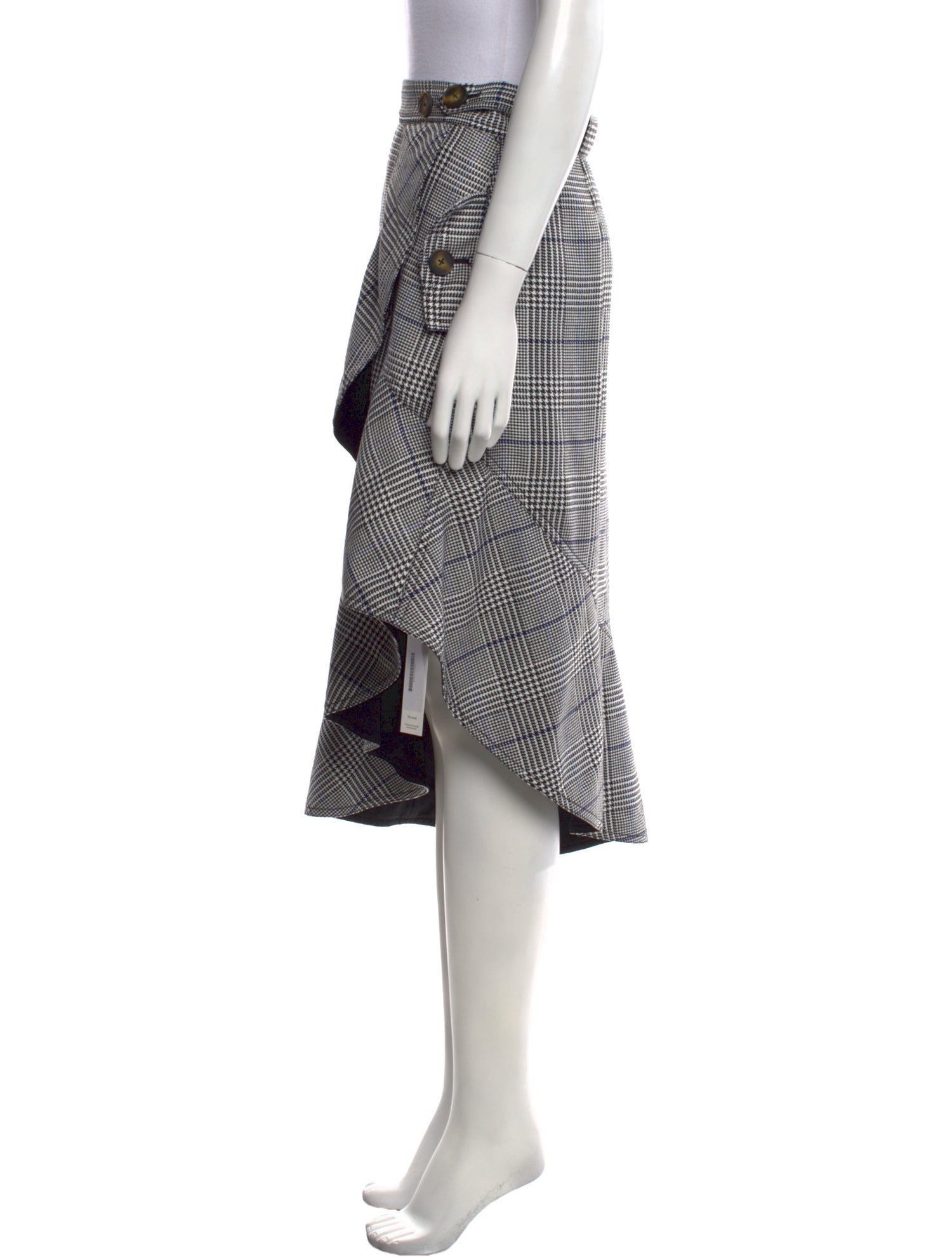 Self-Portrait Houndstooth Print Midi Length Skirt