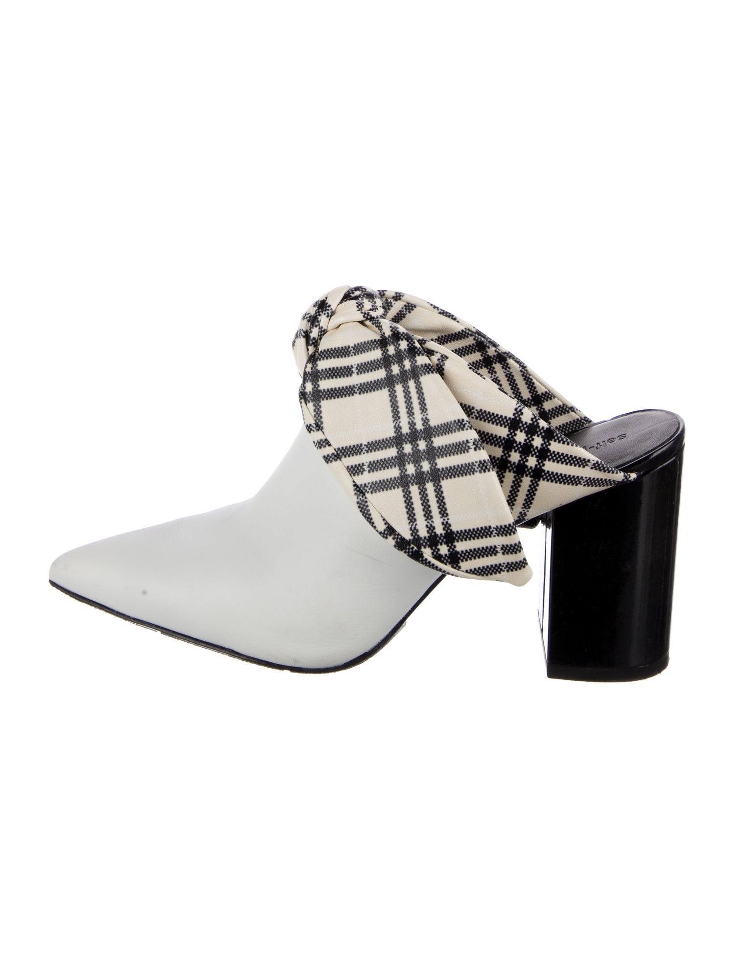 Self-Portrait Leather Plaid Print Mules
