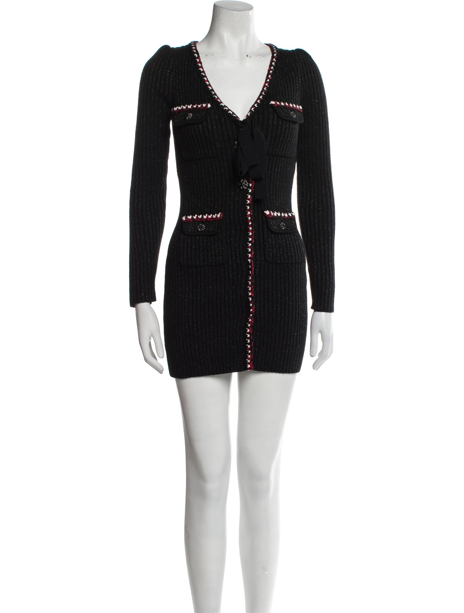 Self-Portrait V-Neck Mini Dress