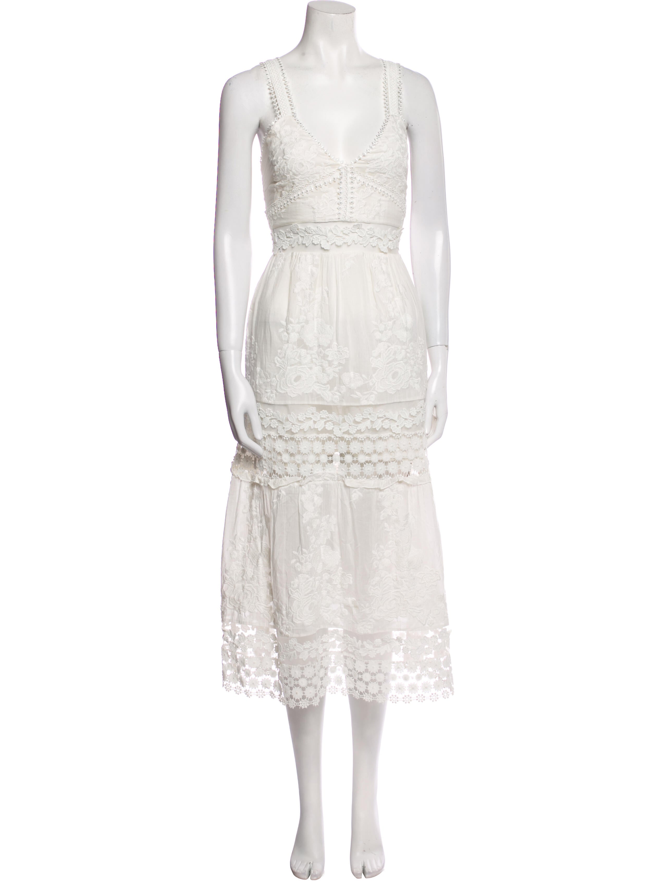 Self-Portrait Lace Pattern Midi Length Dress