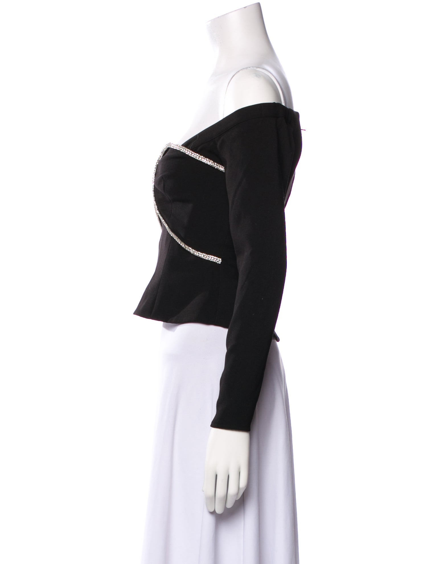 Self-Portrait Colorblock Pattern Off-The-Shoulder Crop Top