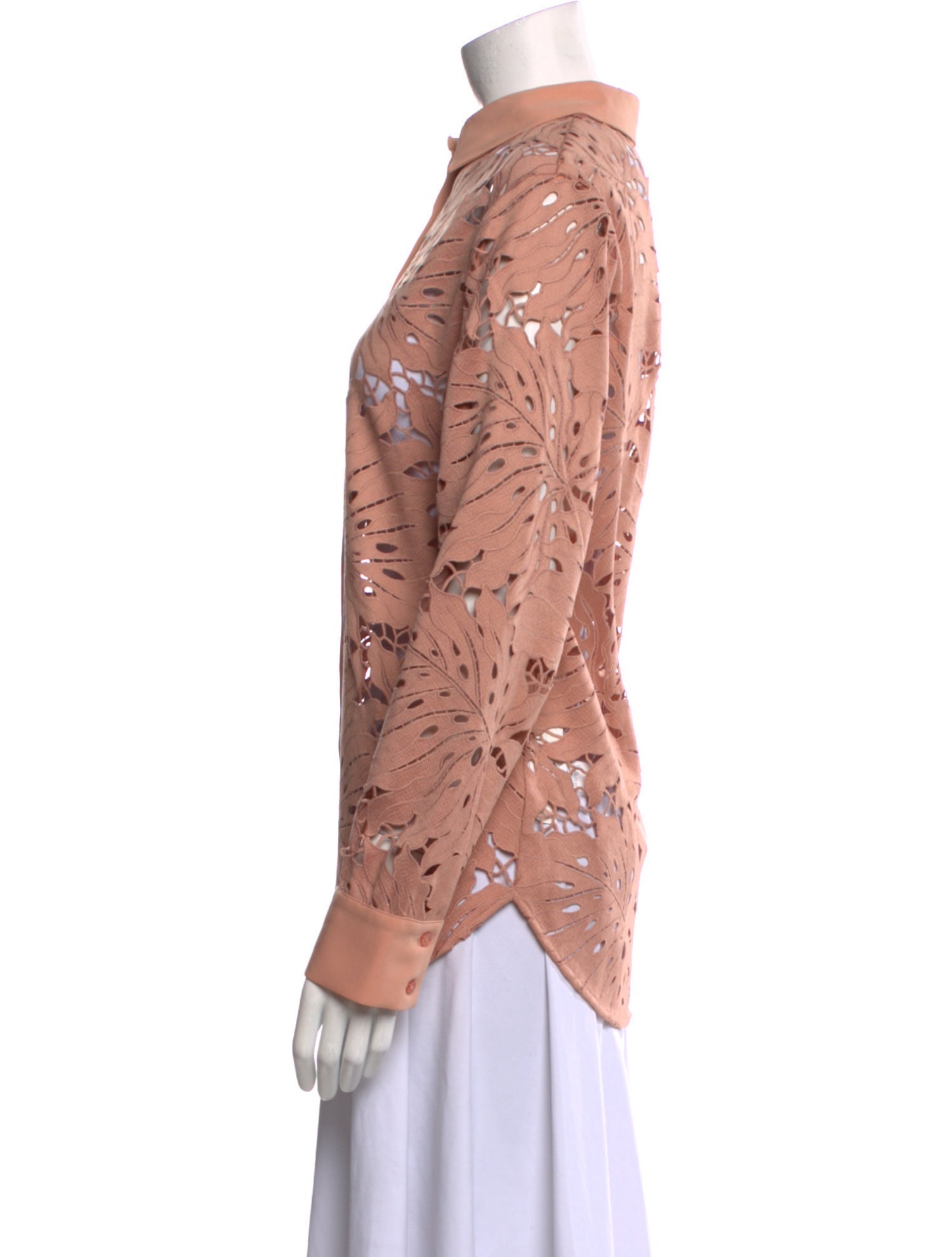 Self-Portrait Printed Long Sleeve Button-Up Top