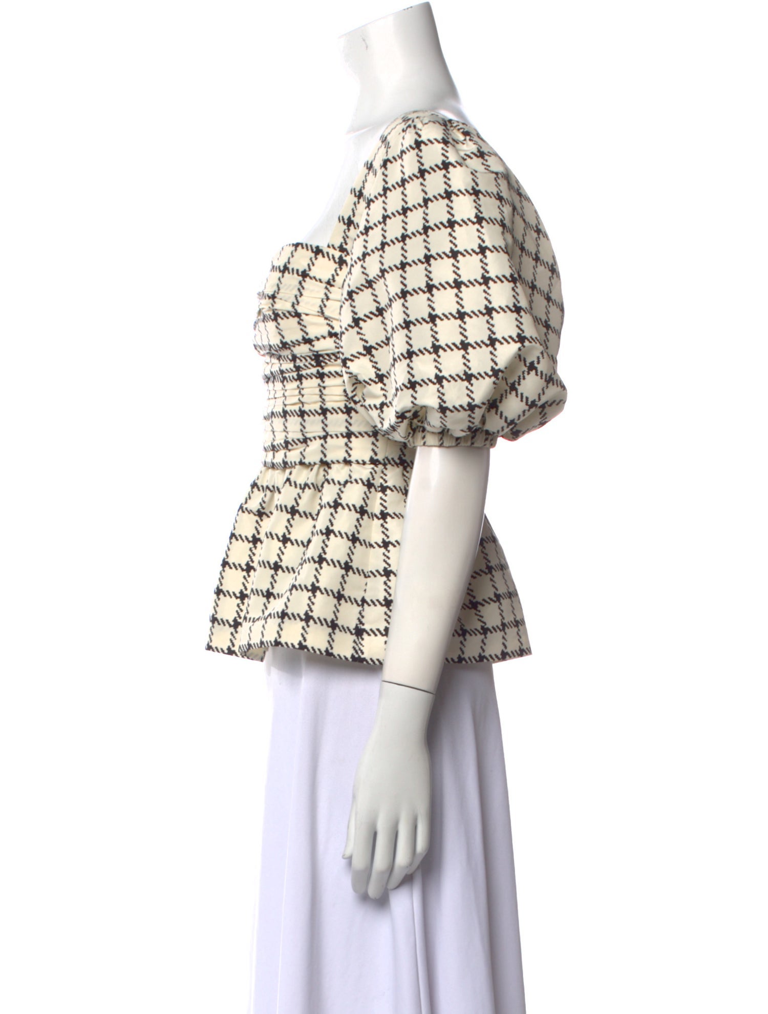 Self-Portrait Plaid Print Square Neckline Crop Top