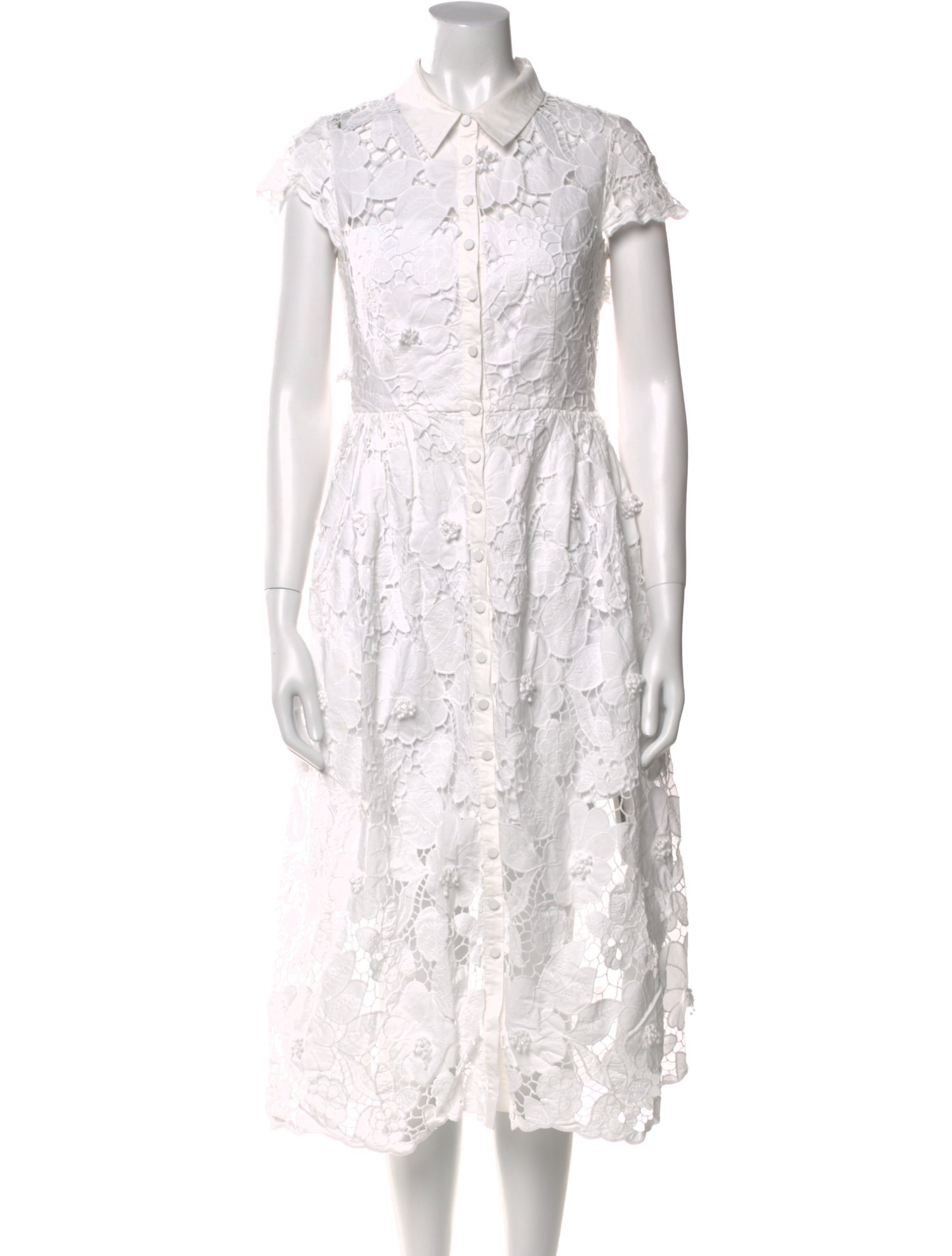 Self-Portrait Lace Pattern Midi Length Dress