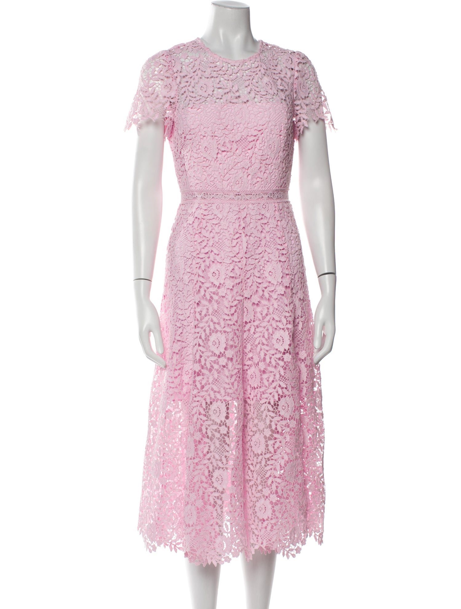 Self-Portrait Lace Pattern Midi Length Dress