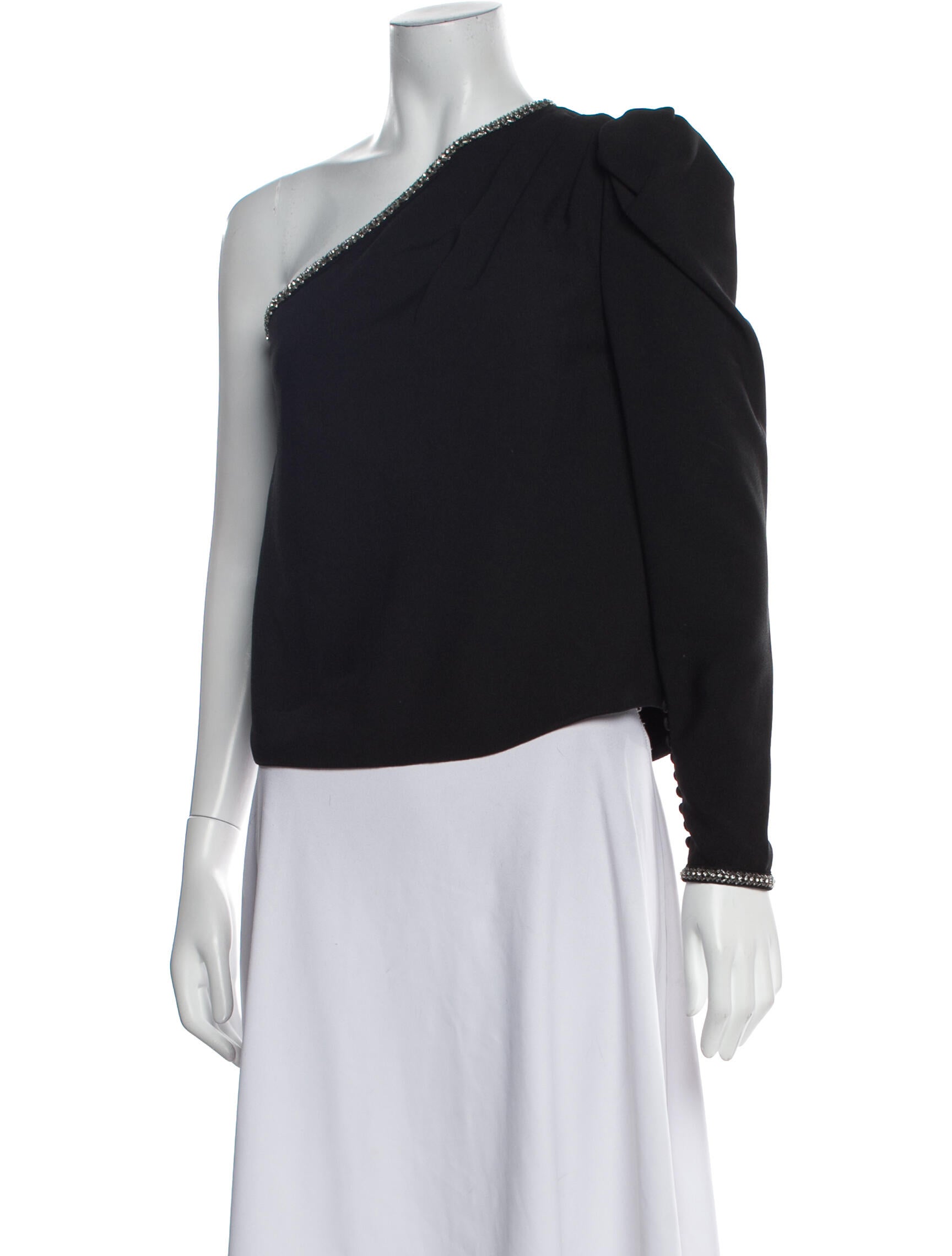 Self-Portrait One-Shoulder Long Sleeve Top