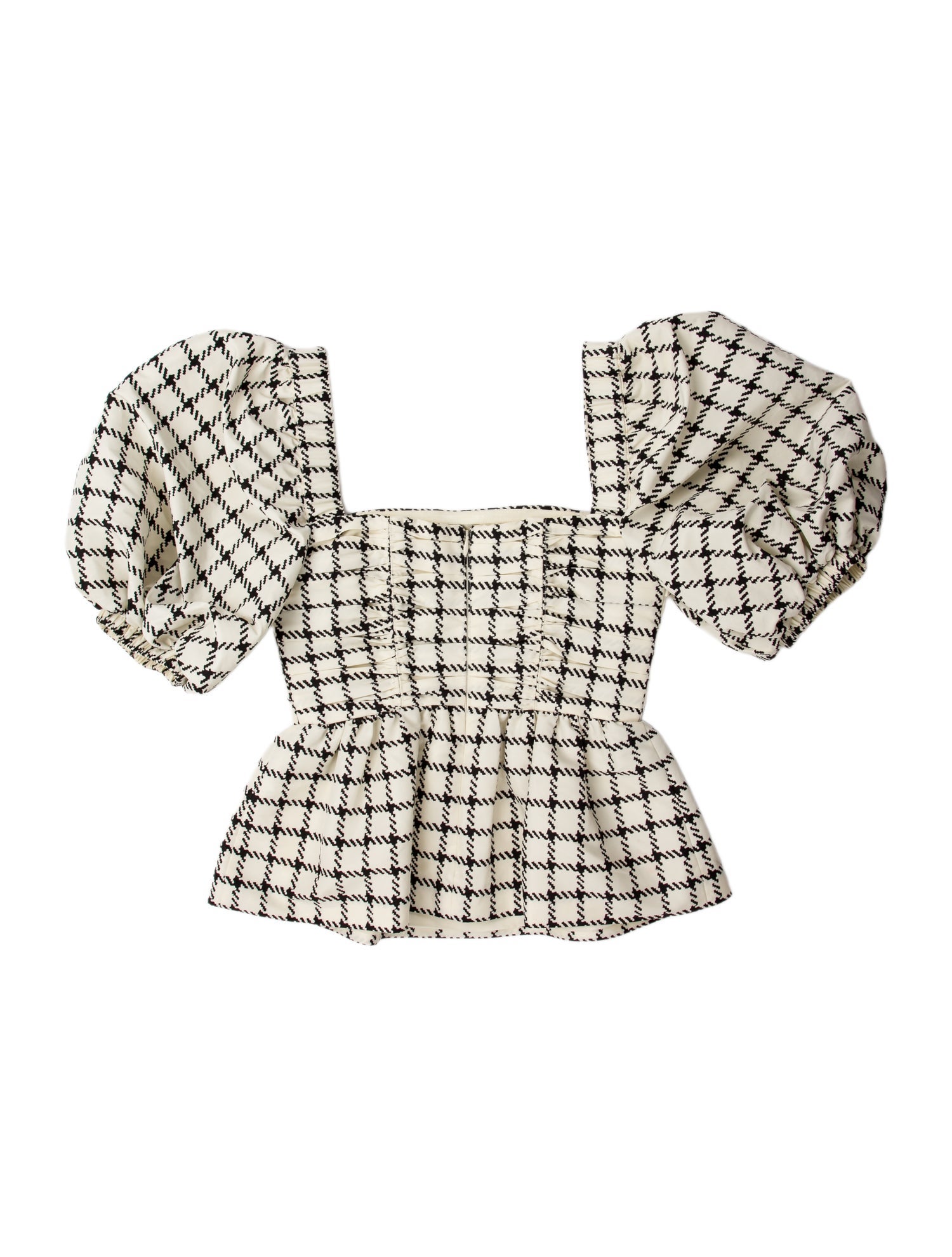 Self-Portrait Plaid Print Square Neckline Crop Top