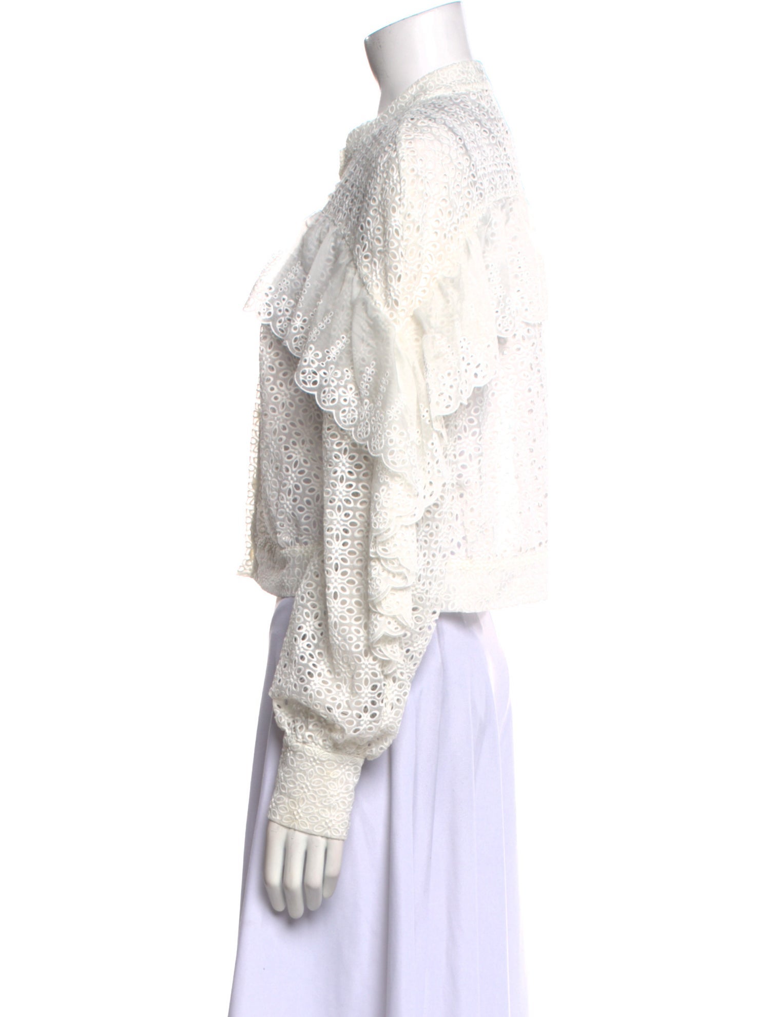 Self-Portrait Lace Pattern Mock Neck Crop Top