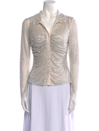 Self-Portrait Long Sleeve Button-Up Top