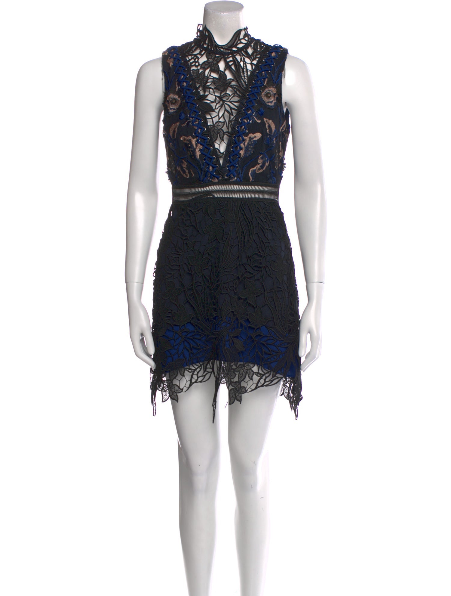 Self-Portrait Lace Pattern Mini Dress
