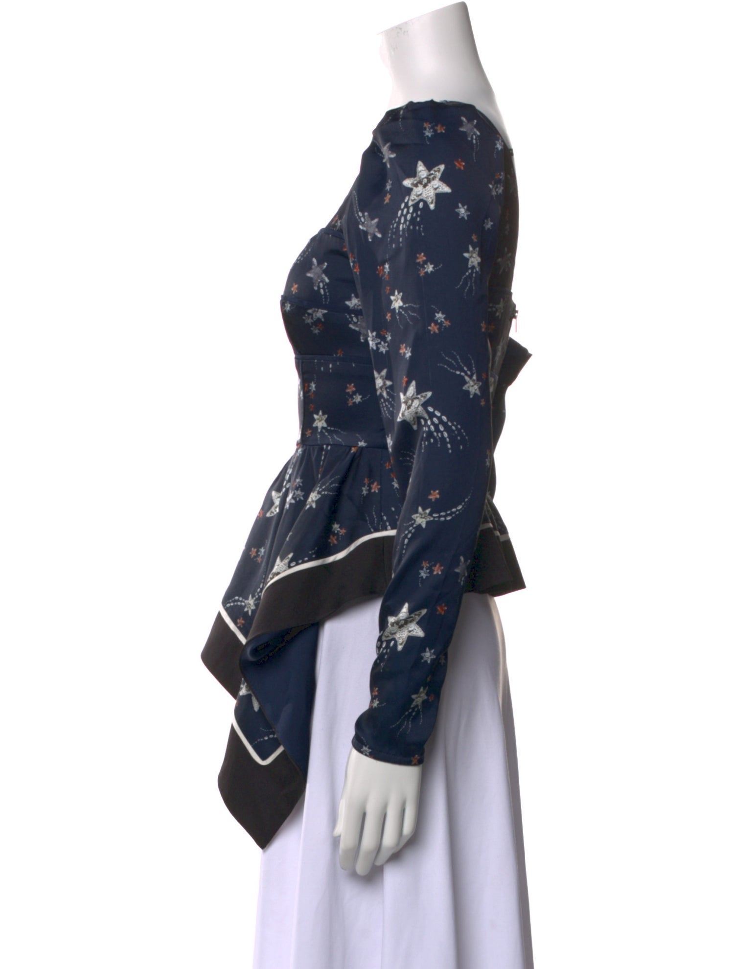 Self-Portrait Floral Print Asymmetrical Blouse