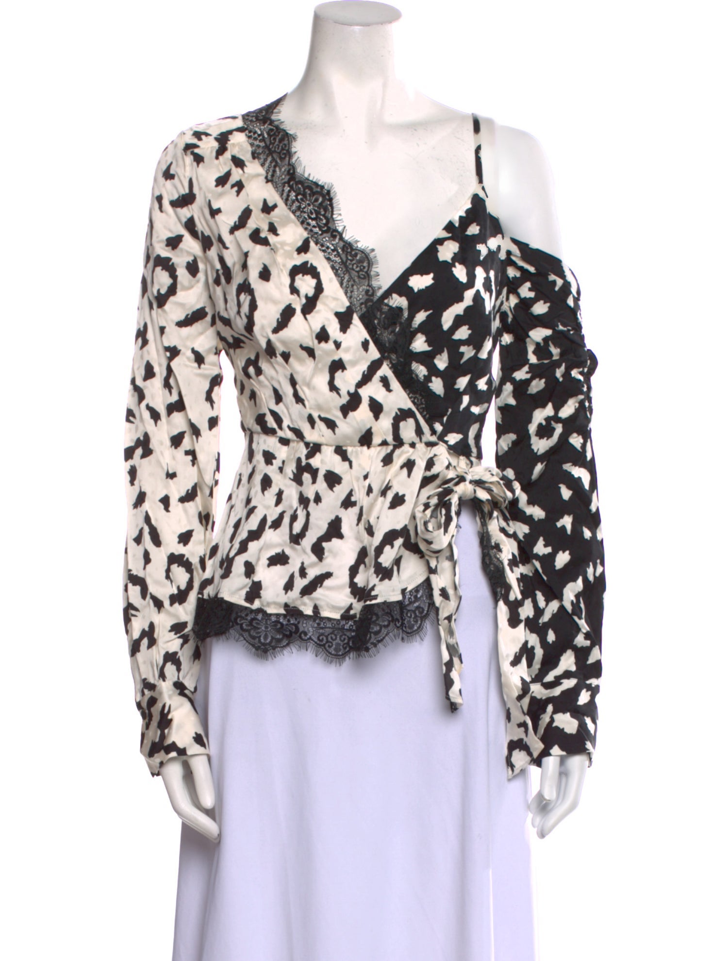 Self-Portrait Animal Print V-Neck Blouse