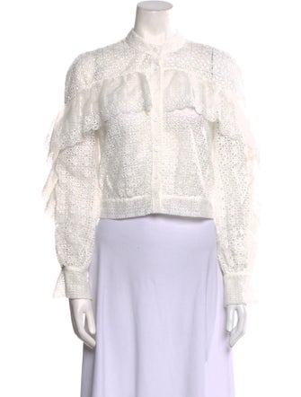 Self-Portrait Mock Neck Long Sleeve Crop Top