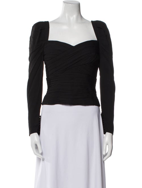 Self-Portrait Square Neckline Long Sleeve Crop Top