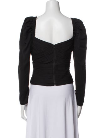 Self-Portrait Square Neckline Long Sleeve Crop Top