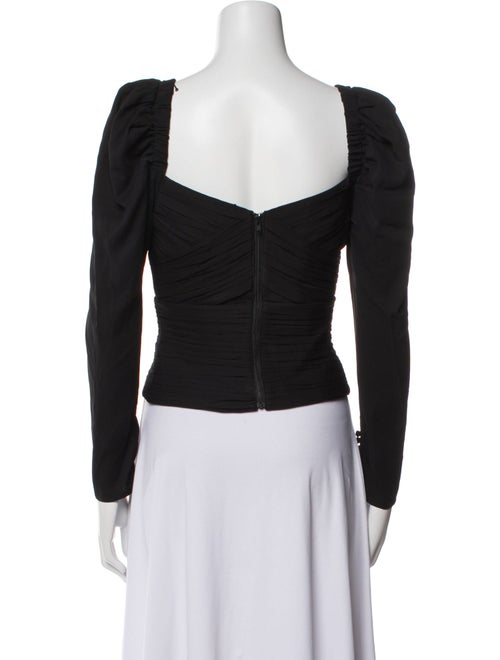 Self-Portrait Square Neckline Long Sleeve Crop Top