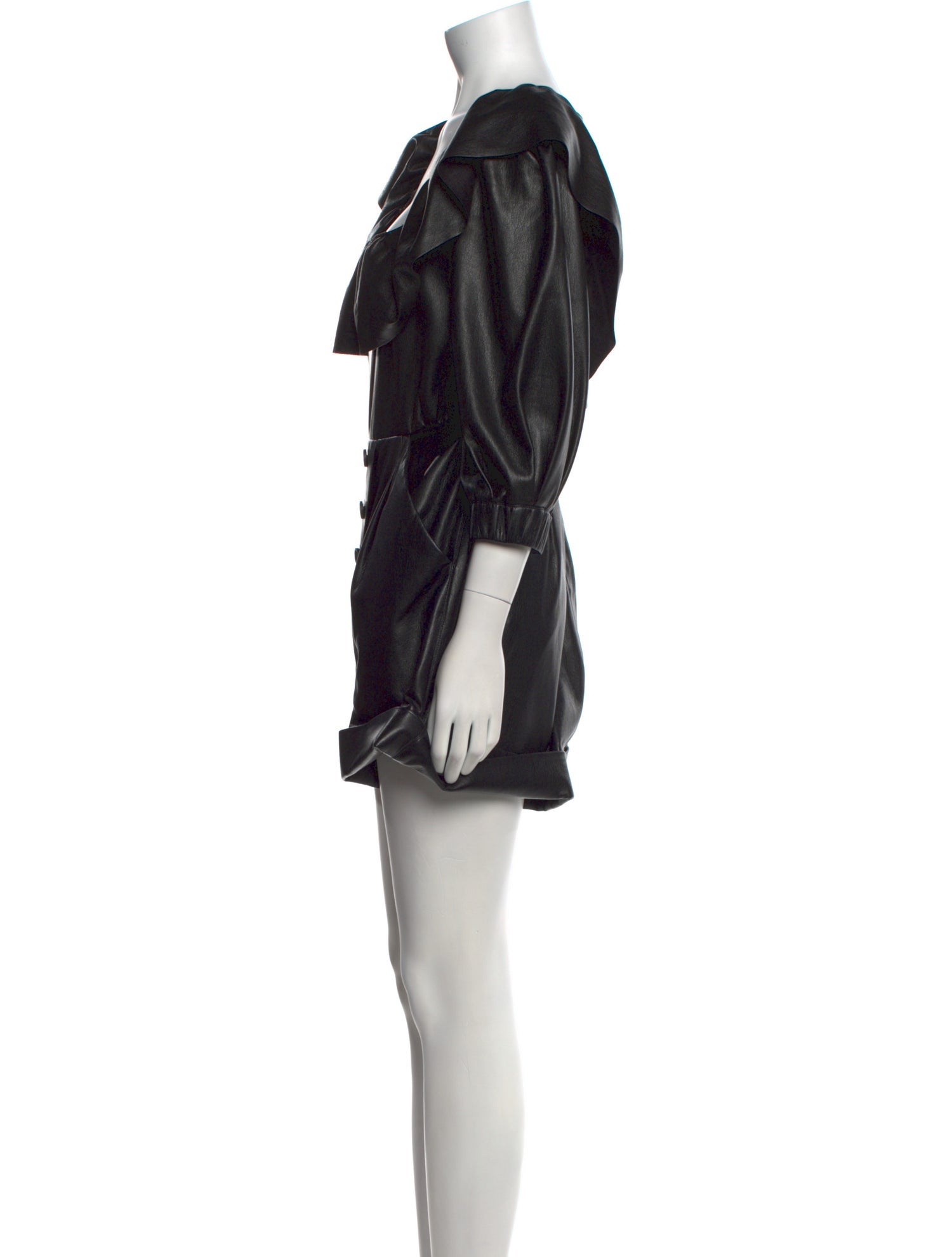 Self-Portrait Faux Leather Square Neckline Romper