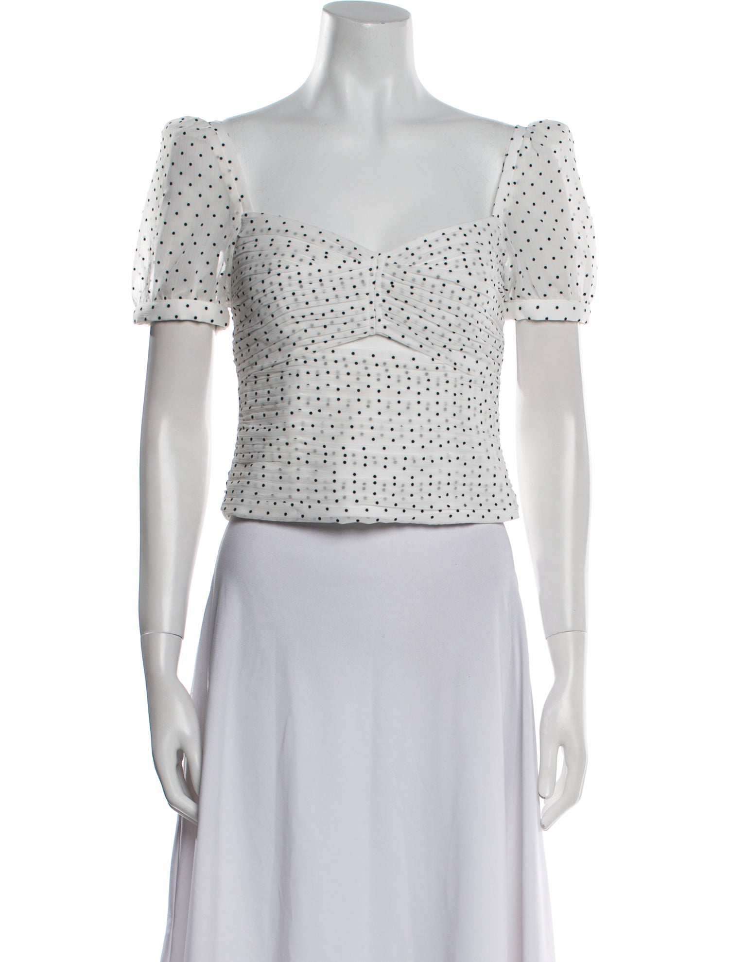 Self-Portrait Polka Dot Print Square Neckline Crop Top