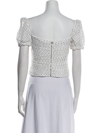 Self-Portrait Polka Dot Print Square Neckline Crop Top