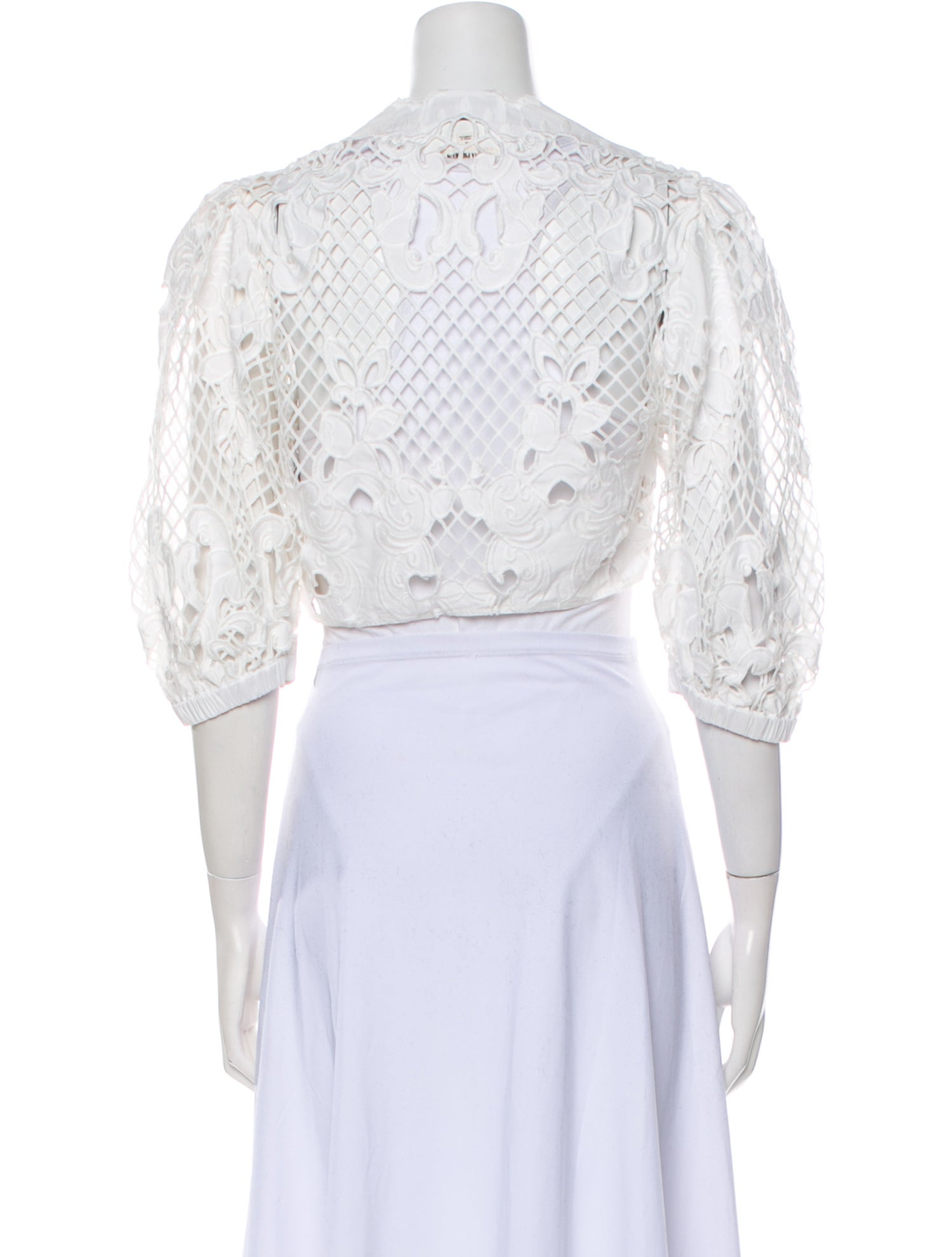 Self-Portrait V-Neck Three-Quarter Sleeve Crop Top