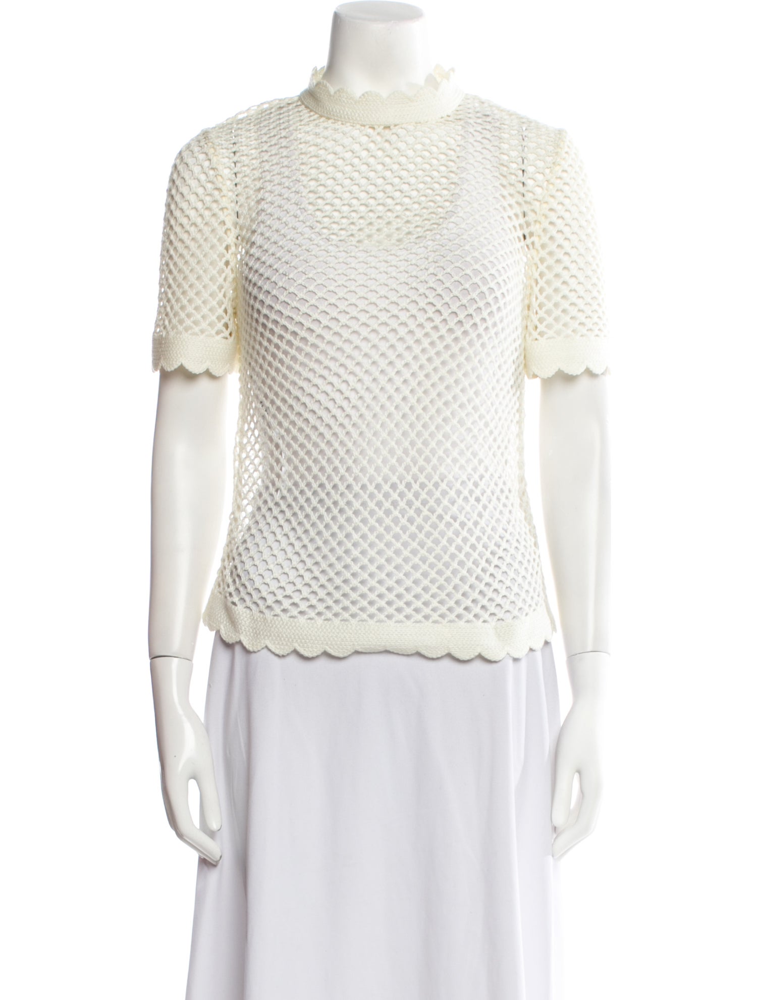 Self-Portrait Crochet Mock Neck Blouse