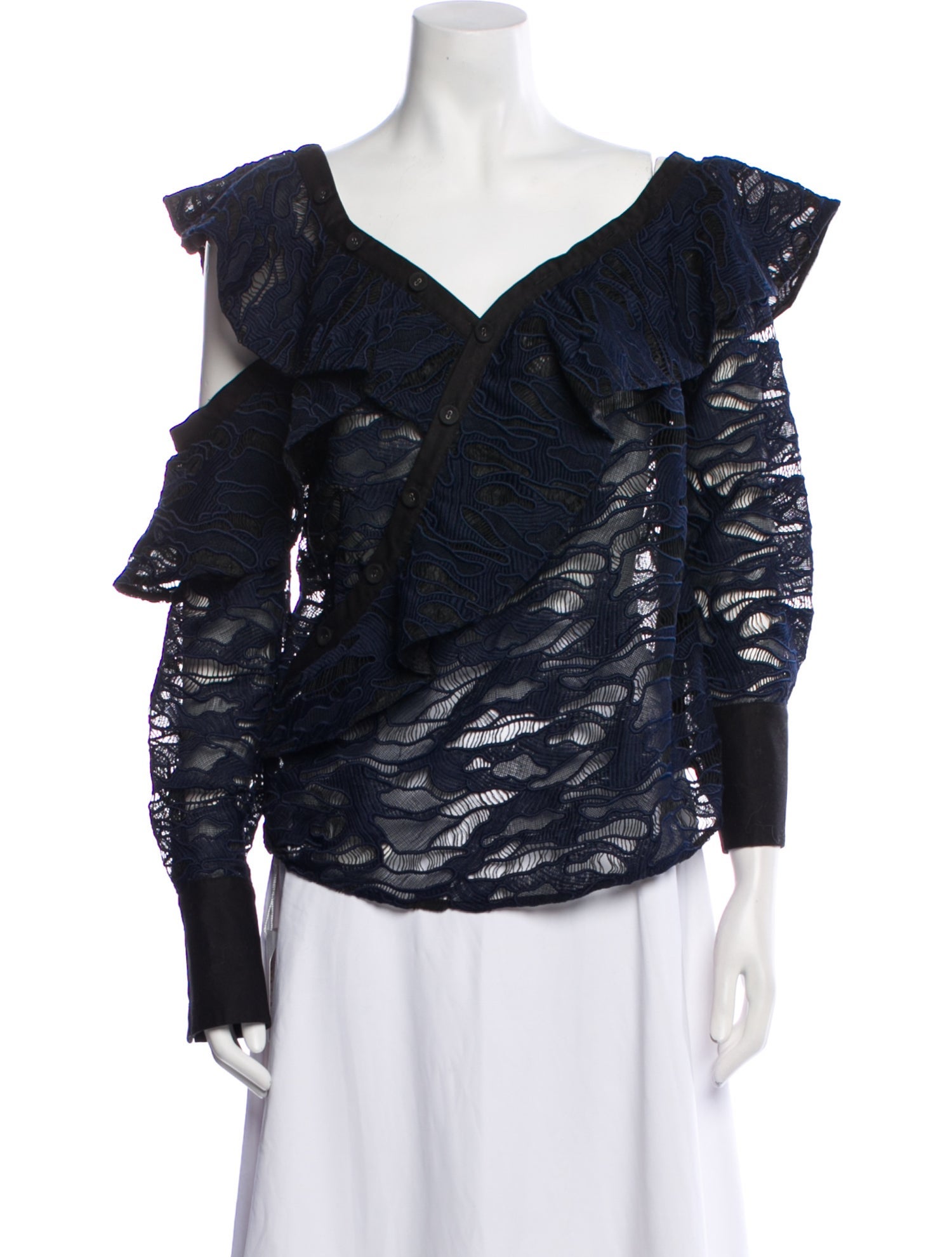 Self-Portrait Lace Pattern V-Neck Blouse w/ Tags