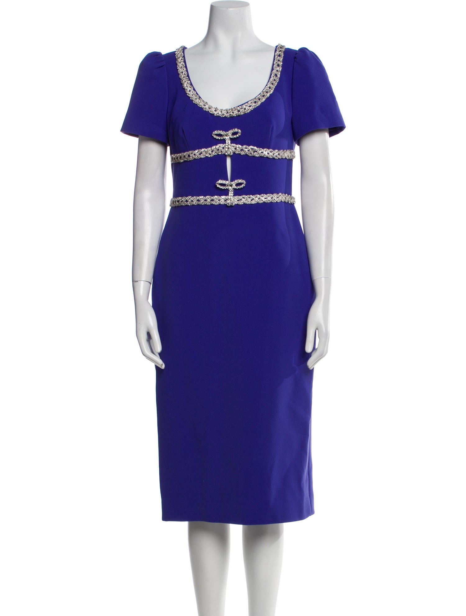 Self-Portrait Scoop Neck Midi Length Dress