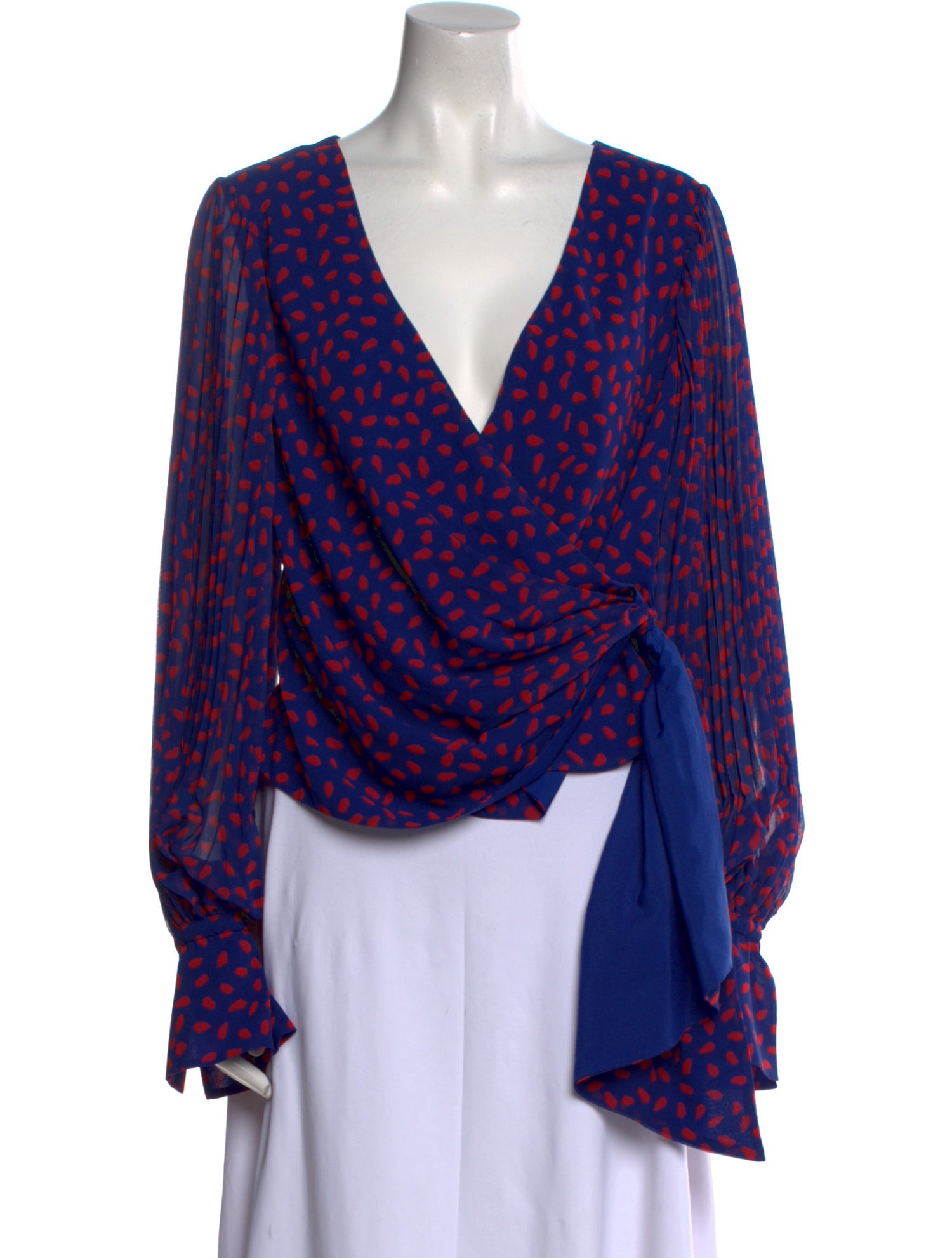 Self-Portrait Printed V-Neck Blouse