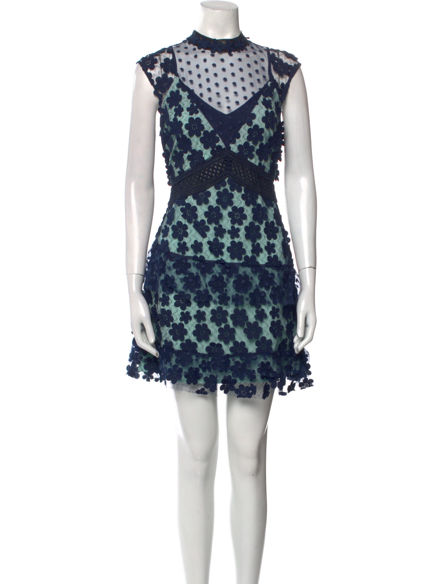Self-Portrait Lace Pattern Mini Dress