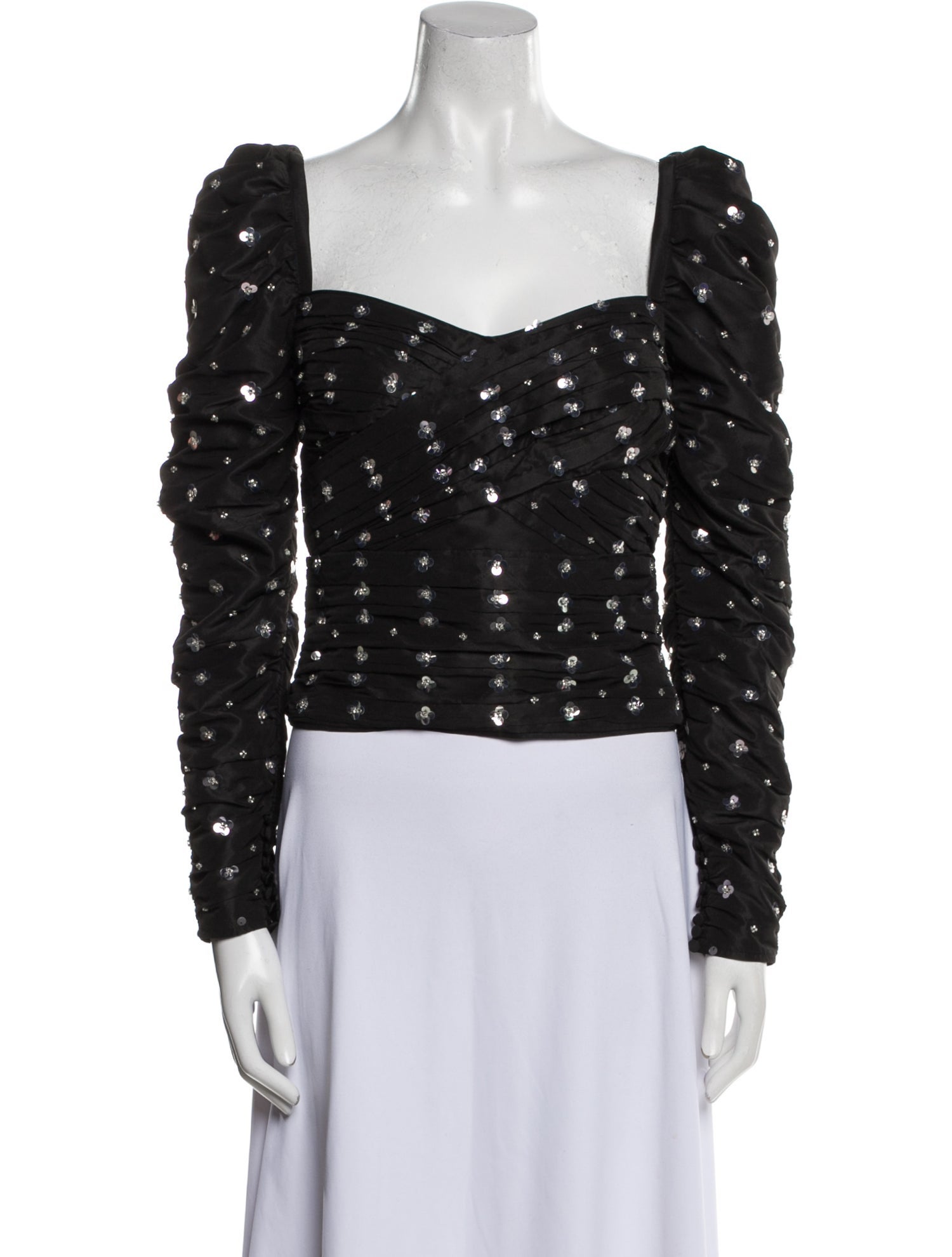 Self-Portrait Polka Dot Print Square Neckline Crop Top