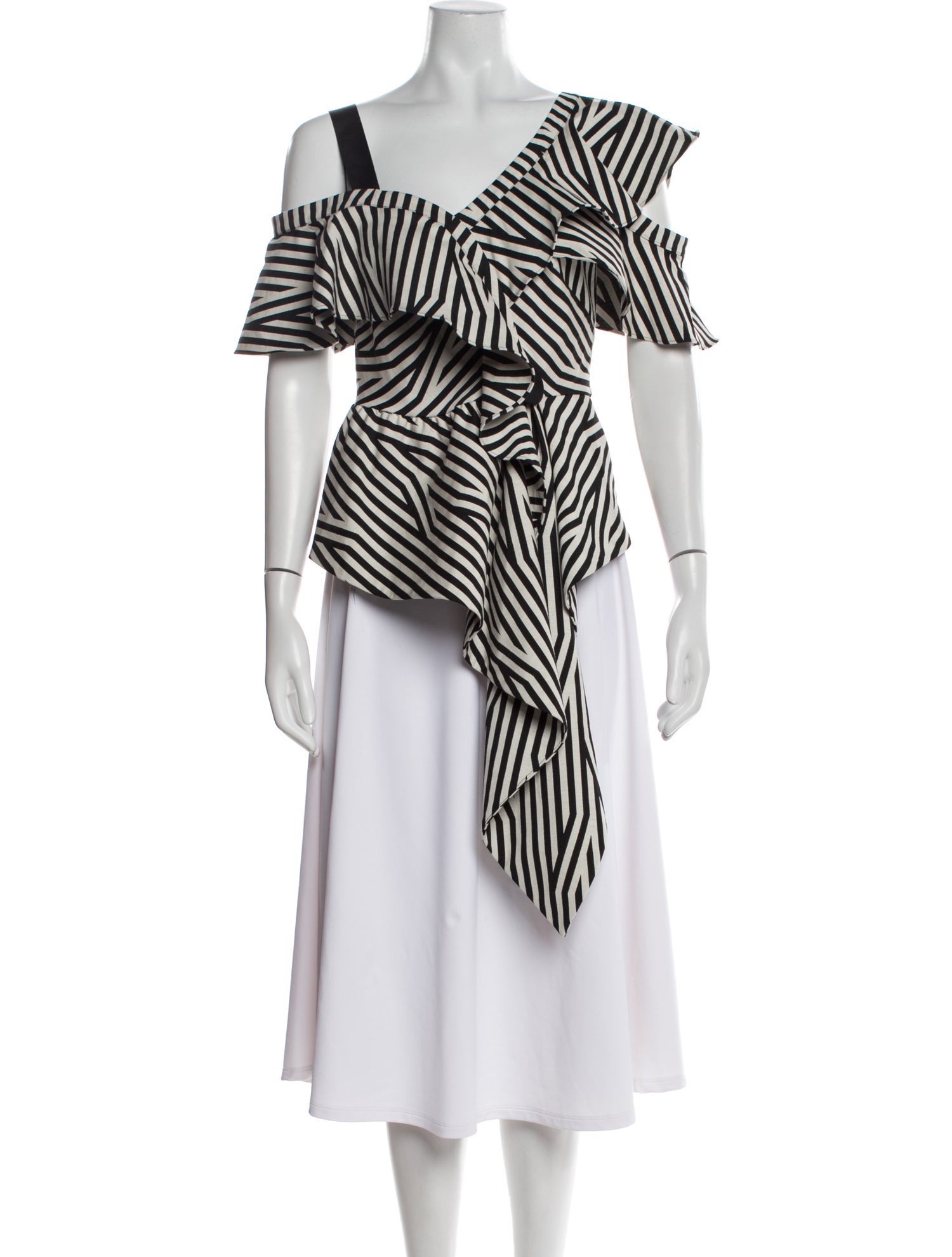 Self-Portrait Striped Asymmetrical Top