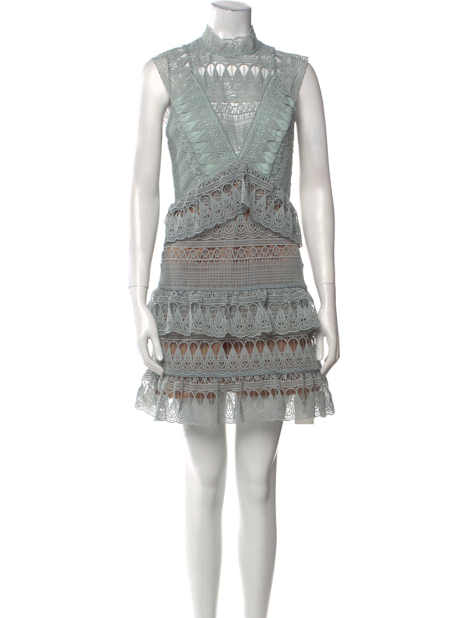 Self-Portrait Mock Neck Mini Dress