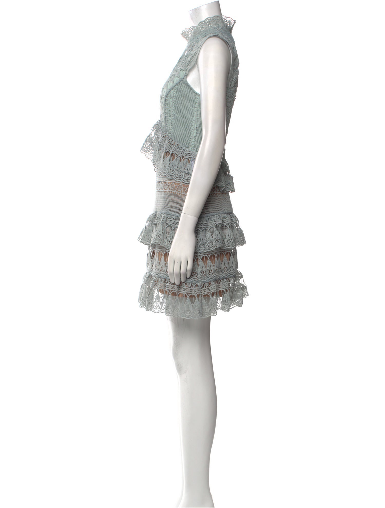 Self-Portrait Mock Neck Mini Dress