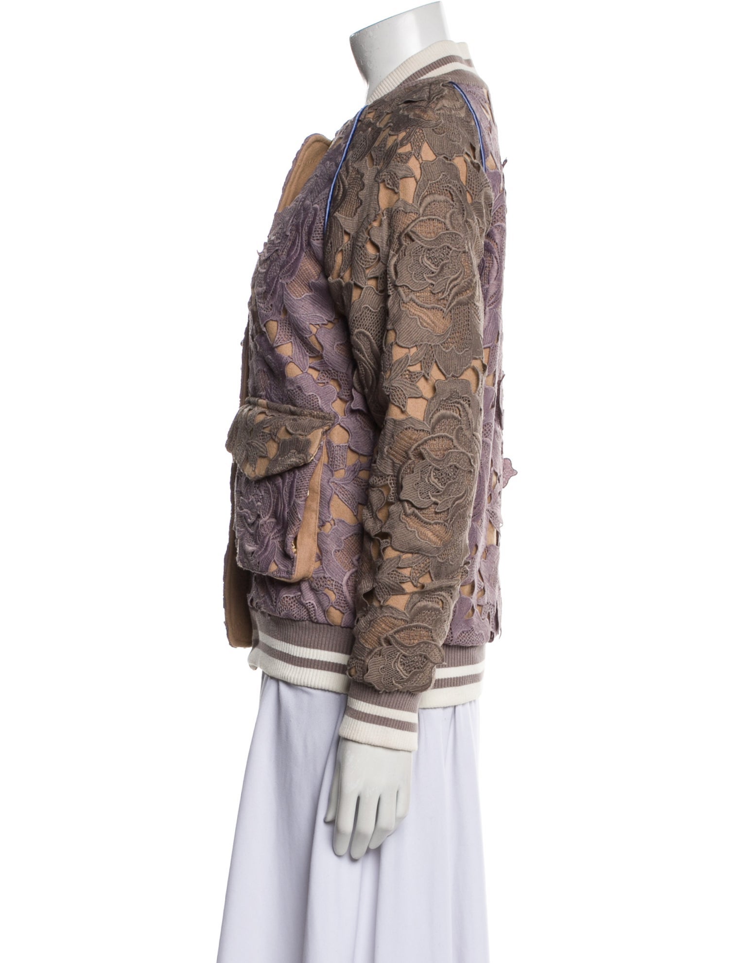 Self-Portrait Wool Lace Pattern Utility Jacket