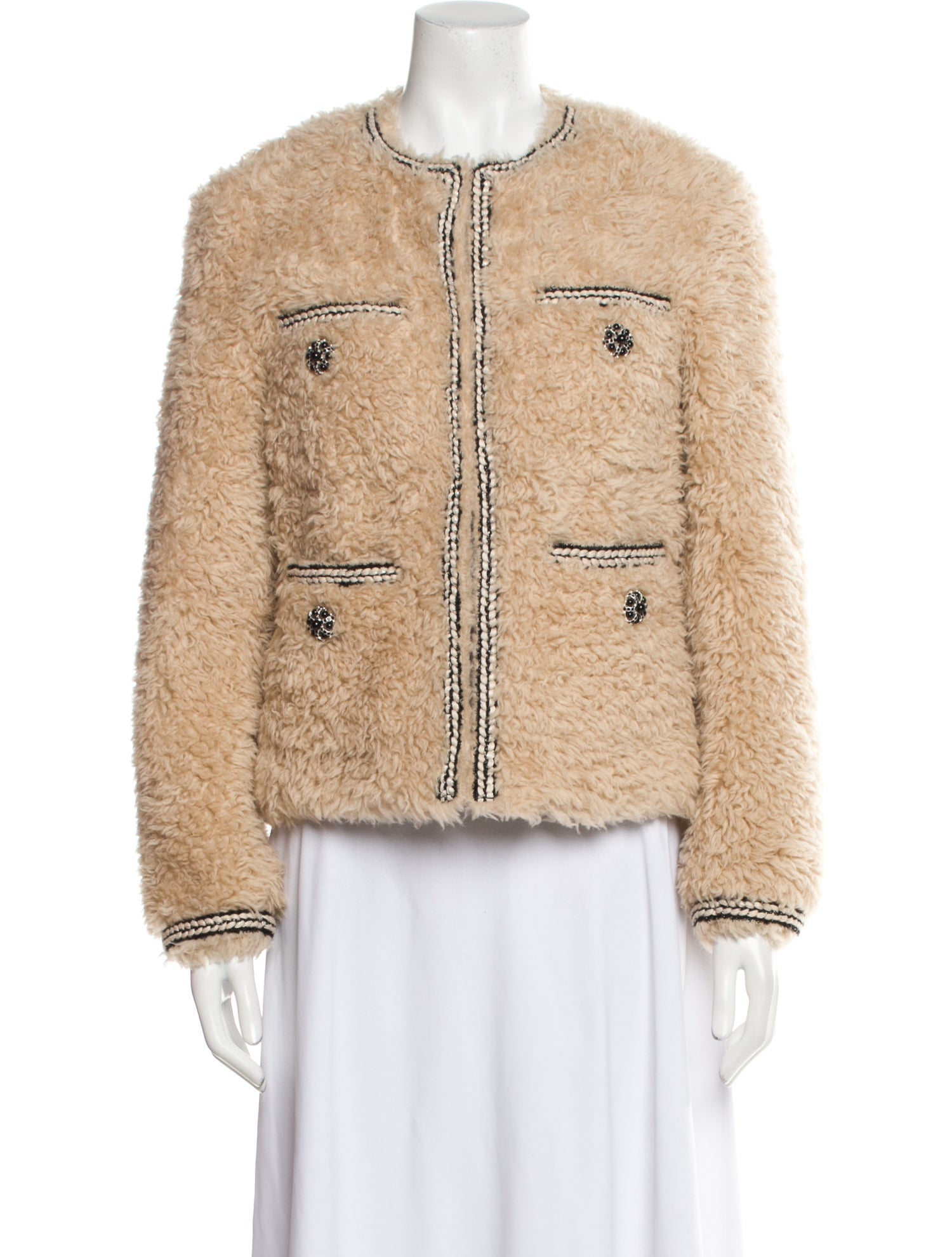 Self-Portrait Tweed Pattern Faux Fur Jacket w/ Tags