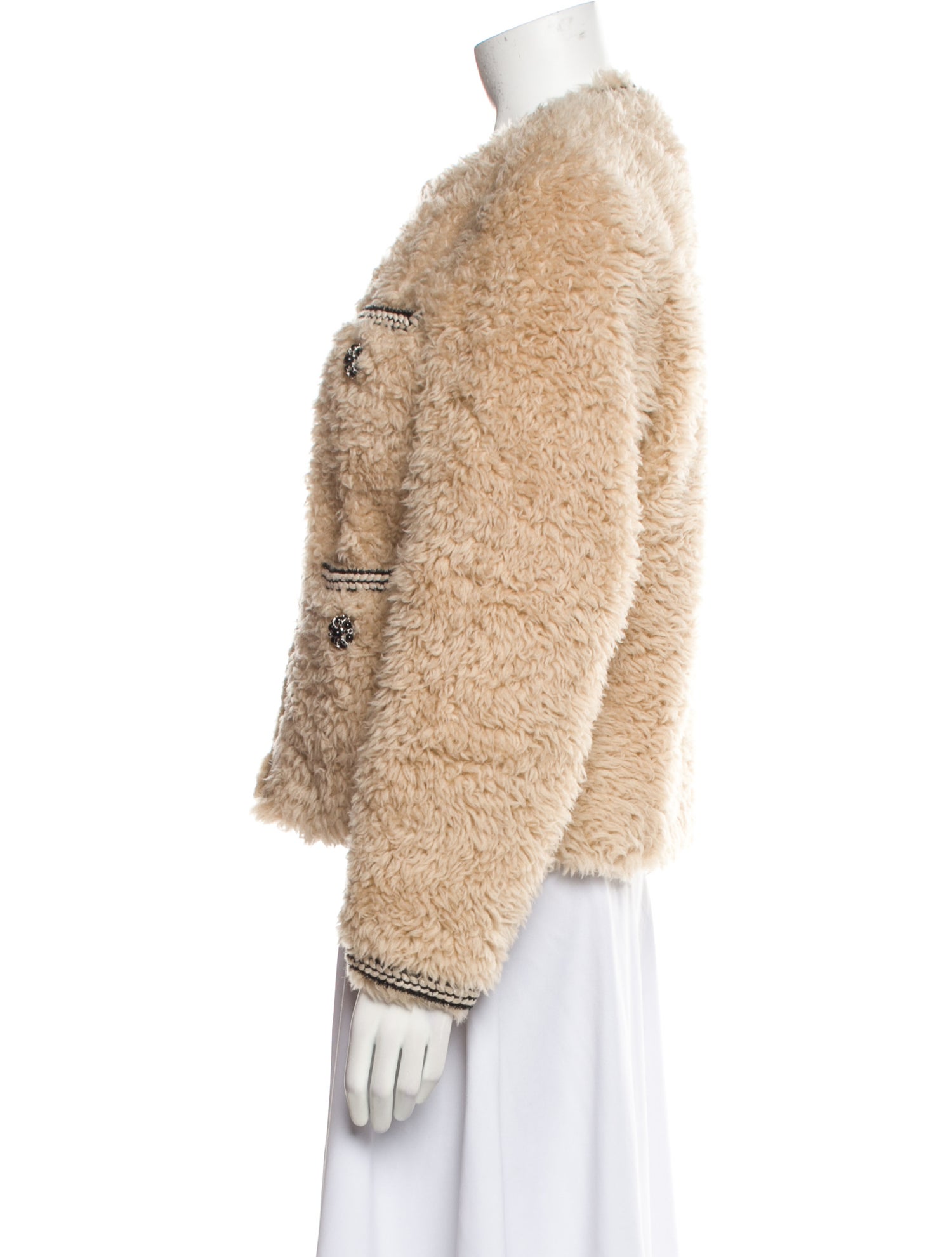 Self-Portrait Tweed Pattern Faux Fur Jacket w/ Tags