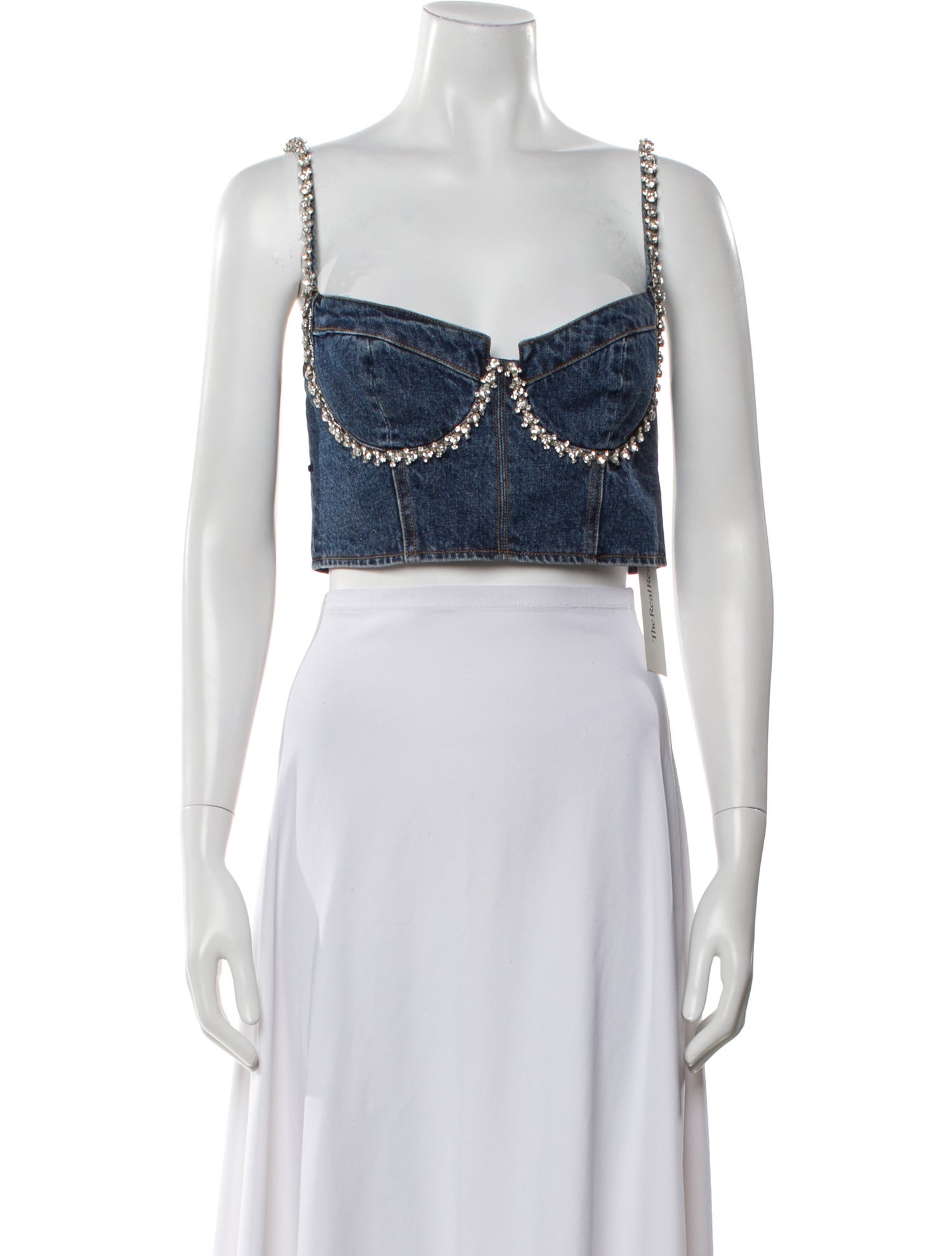 Self-Portrait Diamante Square Neckline Crop Top