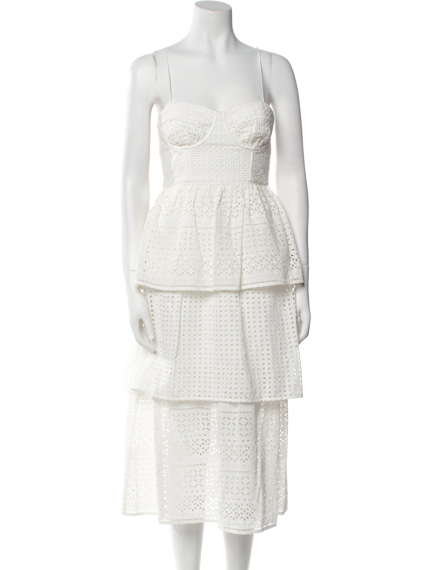 Self-Portrait Square Neckline Midi Length Dress