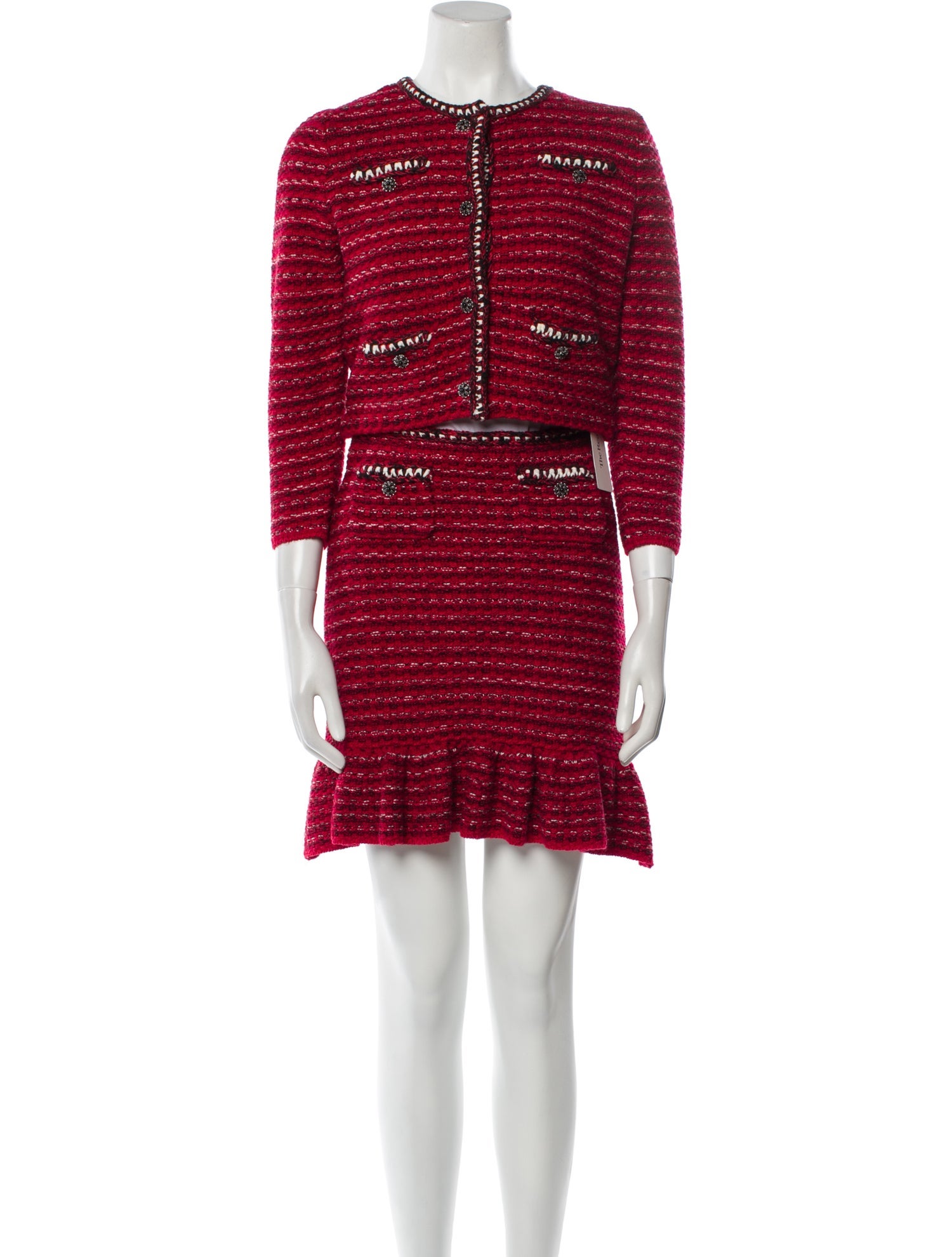 Self-Portrait Wool Tweed Pattern Skirt Set