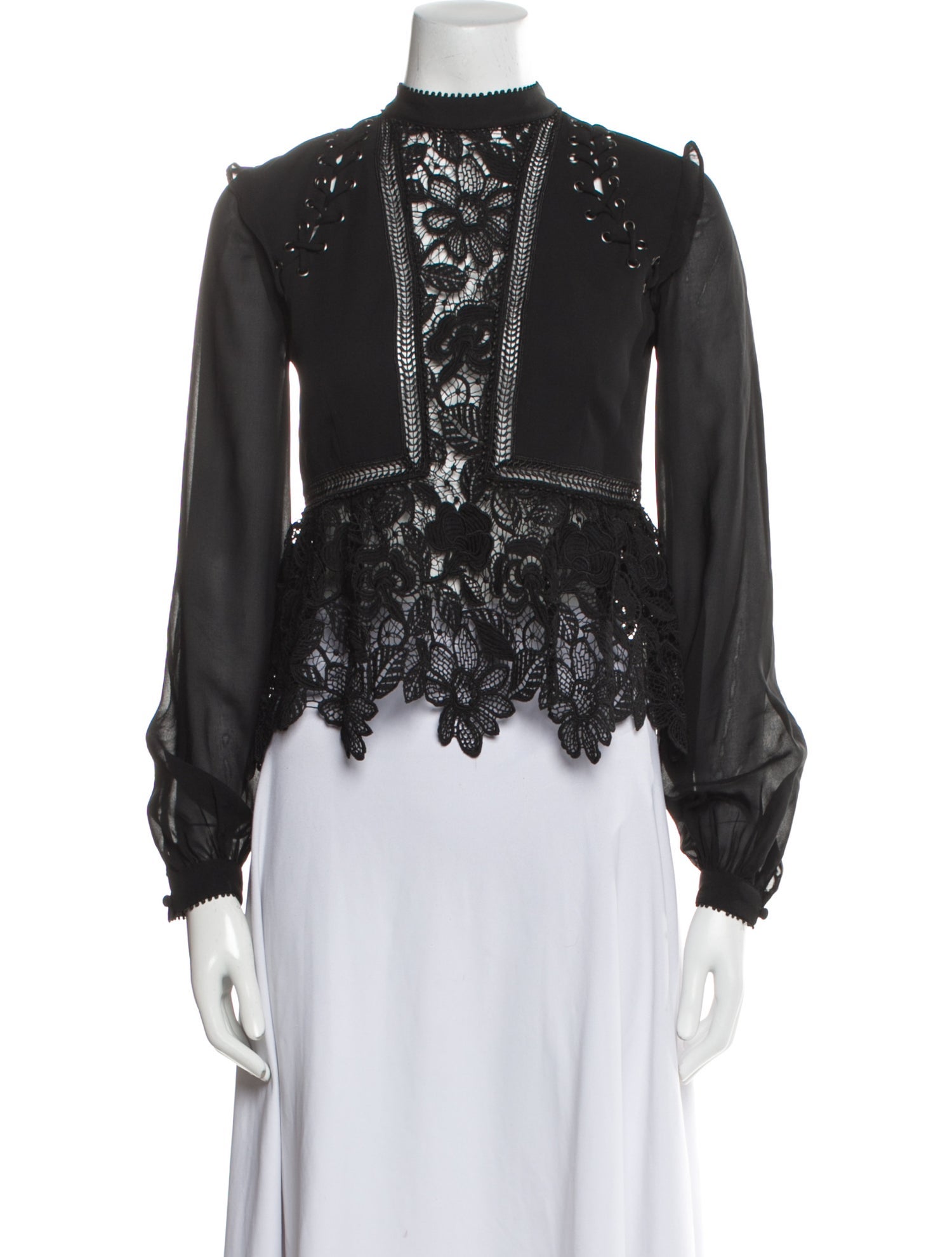 Self-Portrait Mock Neck Long Sleeve Crop Top